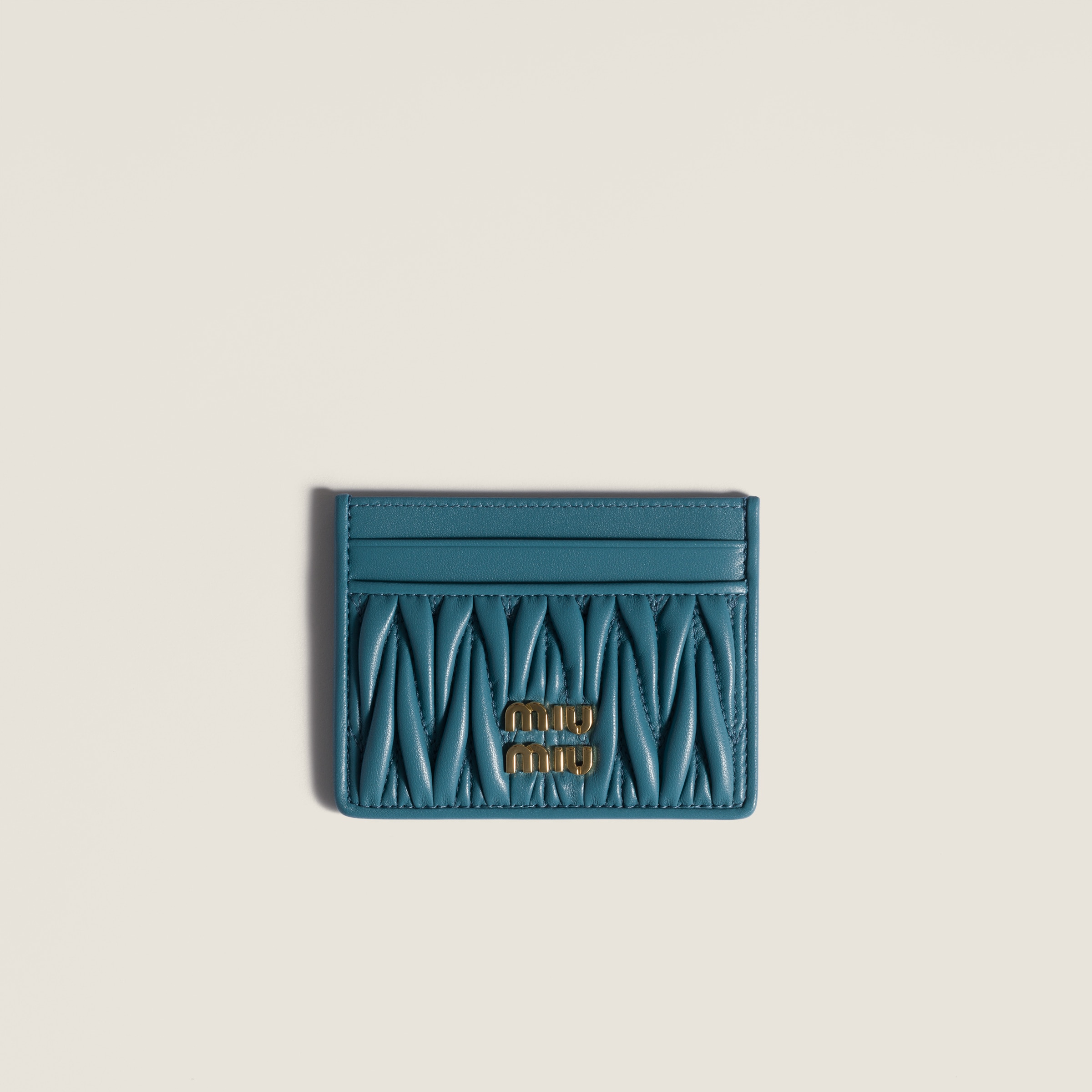 Matelassé nappa leather card holder