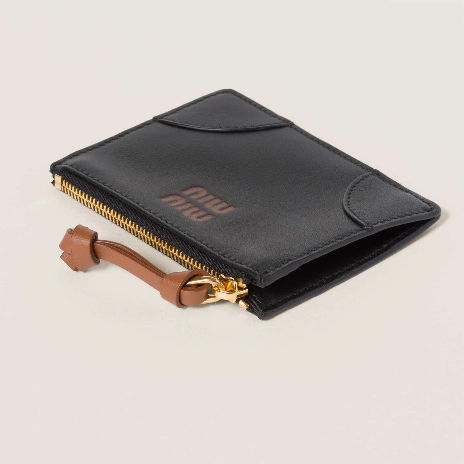 Porte-Cartes en Cuir Noir et Camel