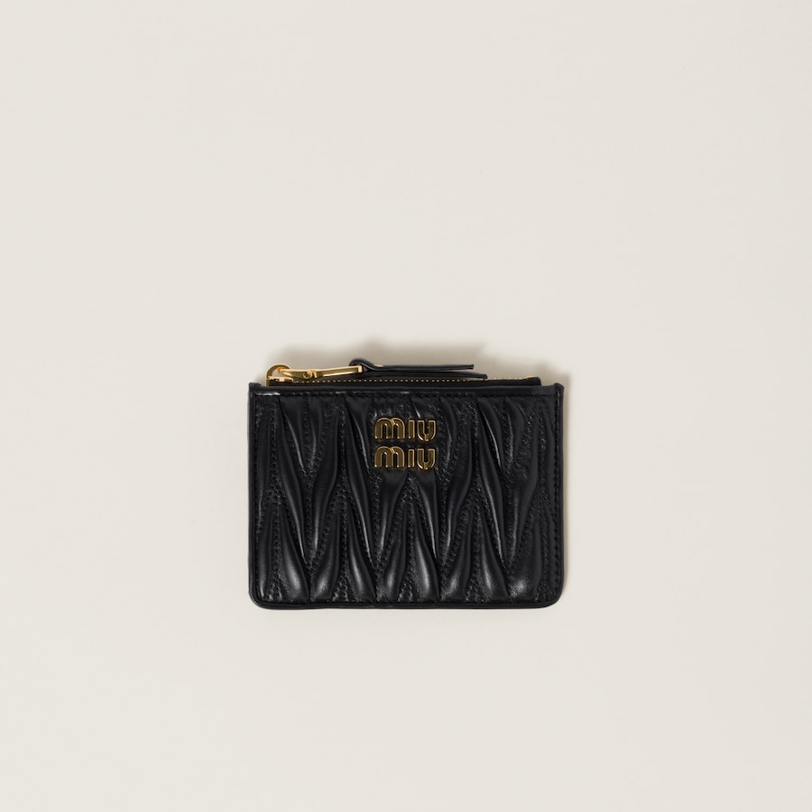 Black Matelasse Nappa Leather Card Holder Miu Miu