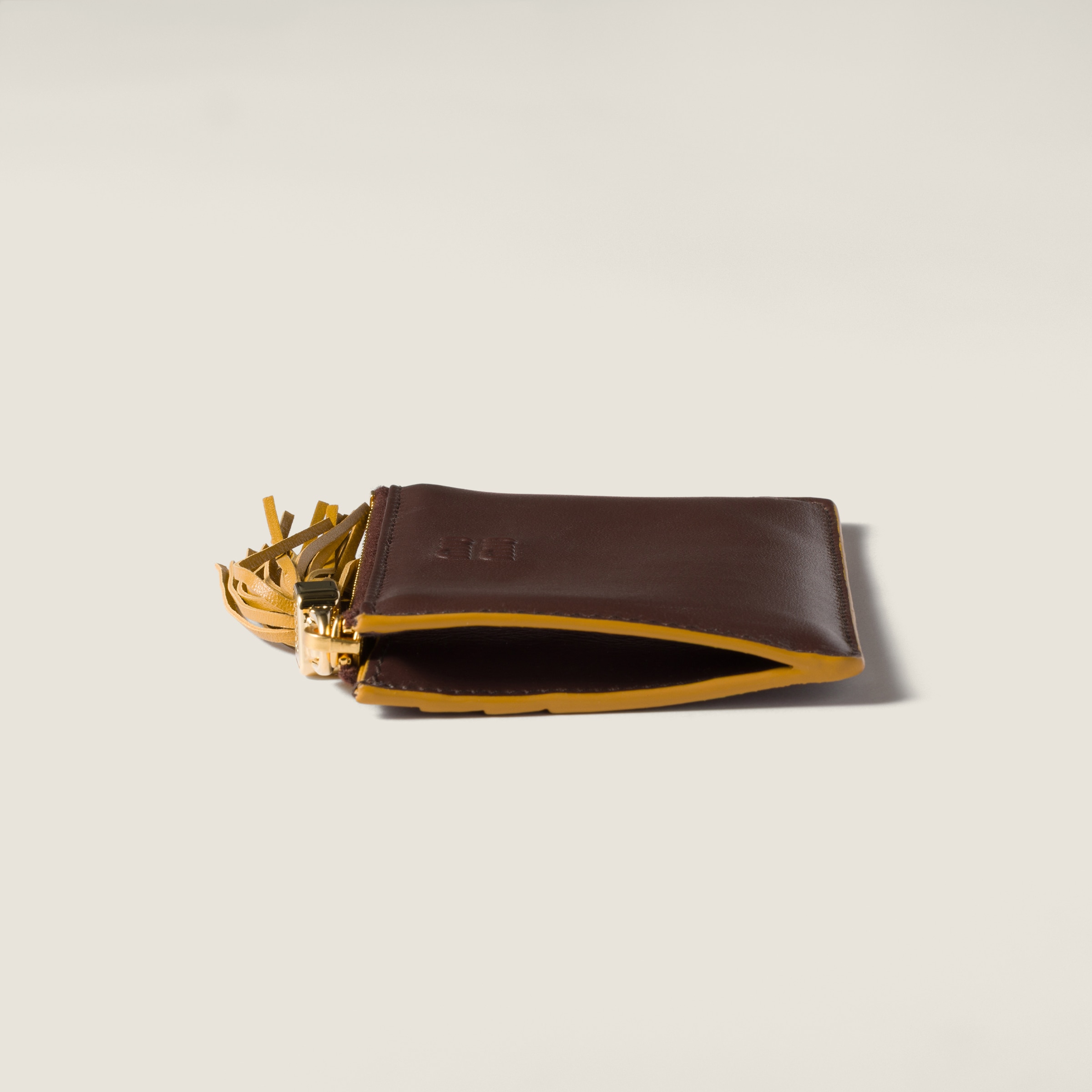 Briarwood/whisky Leather Card Holder | Miu Miu - United States