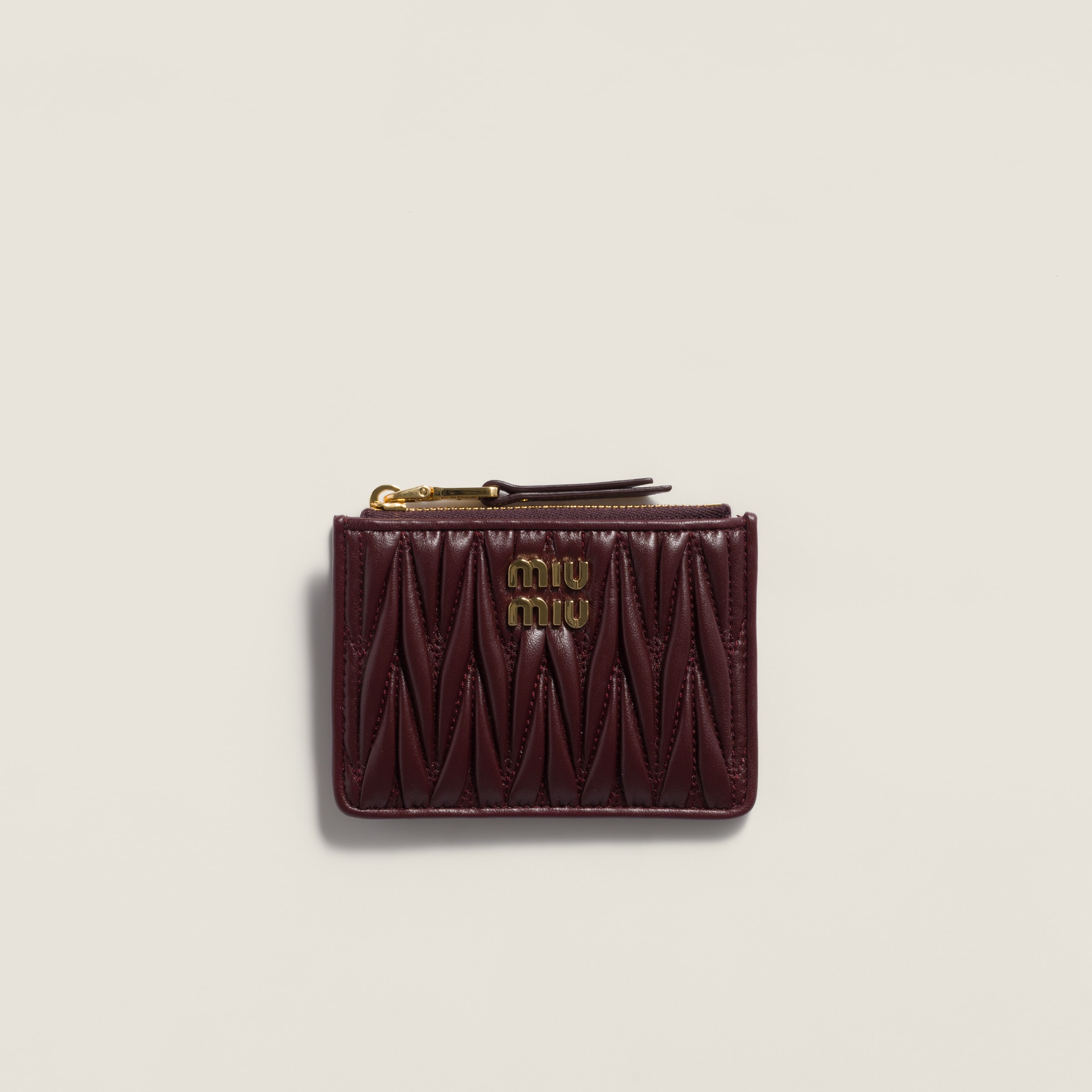 財布・小物その他 MIU MIU Burgundy Leather Wallet Miu Miu Wallet: Plissé Leather