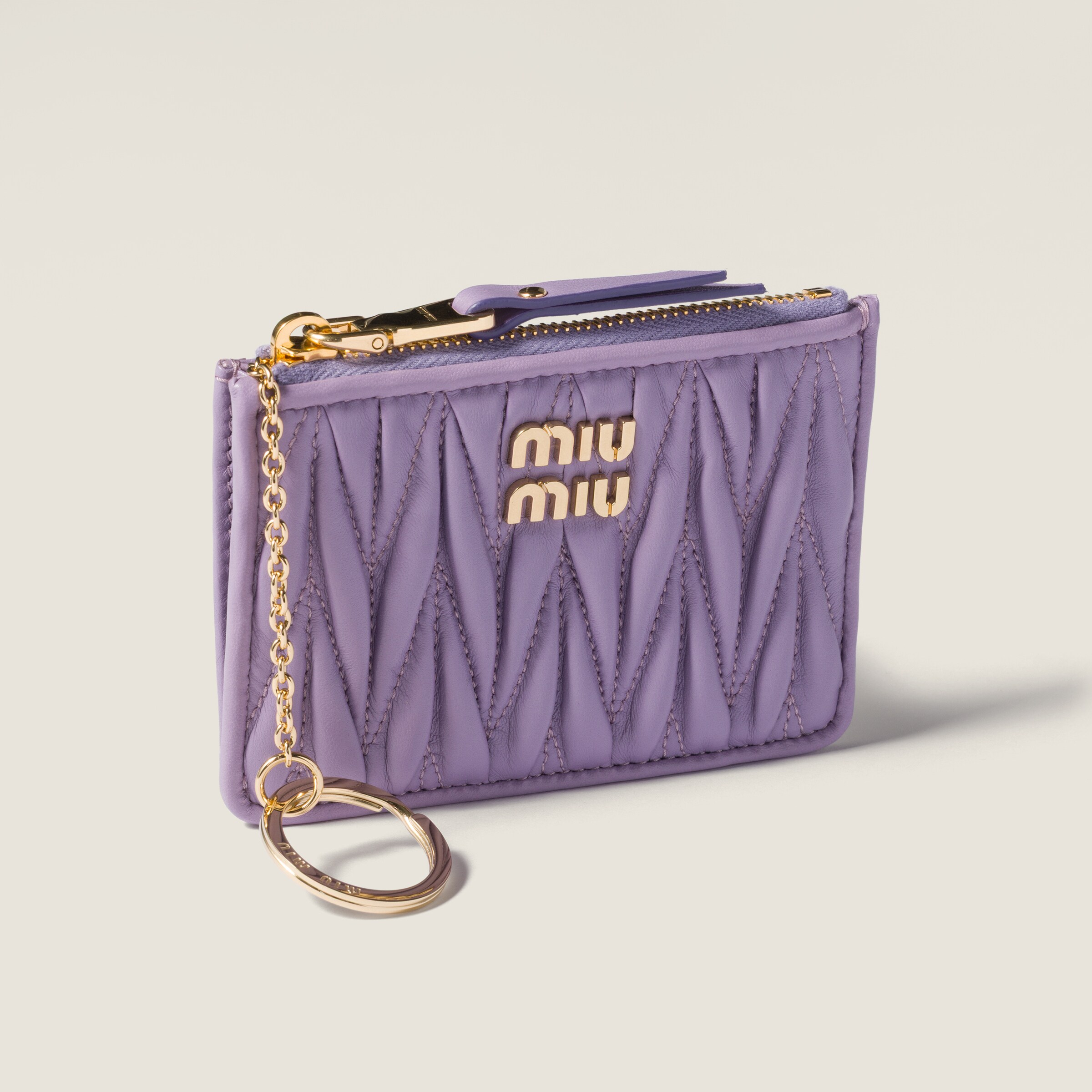 ライトペールパープル マテラッセ ナッパレザー カードホルダー | Miu Miu