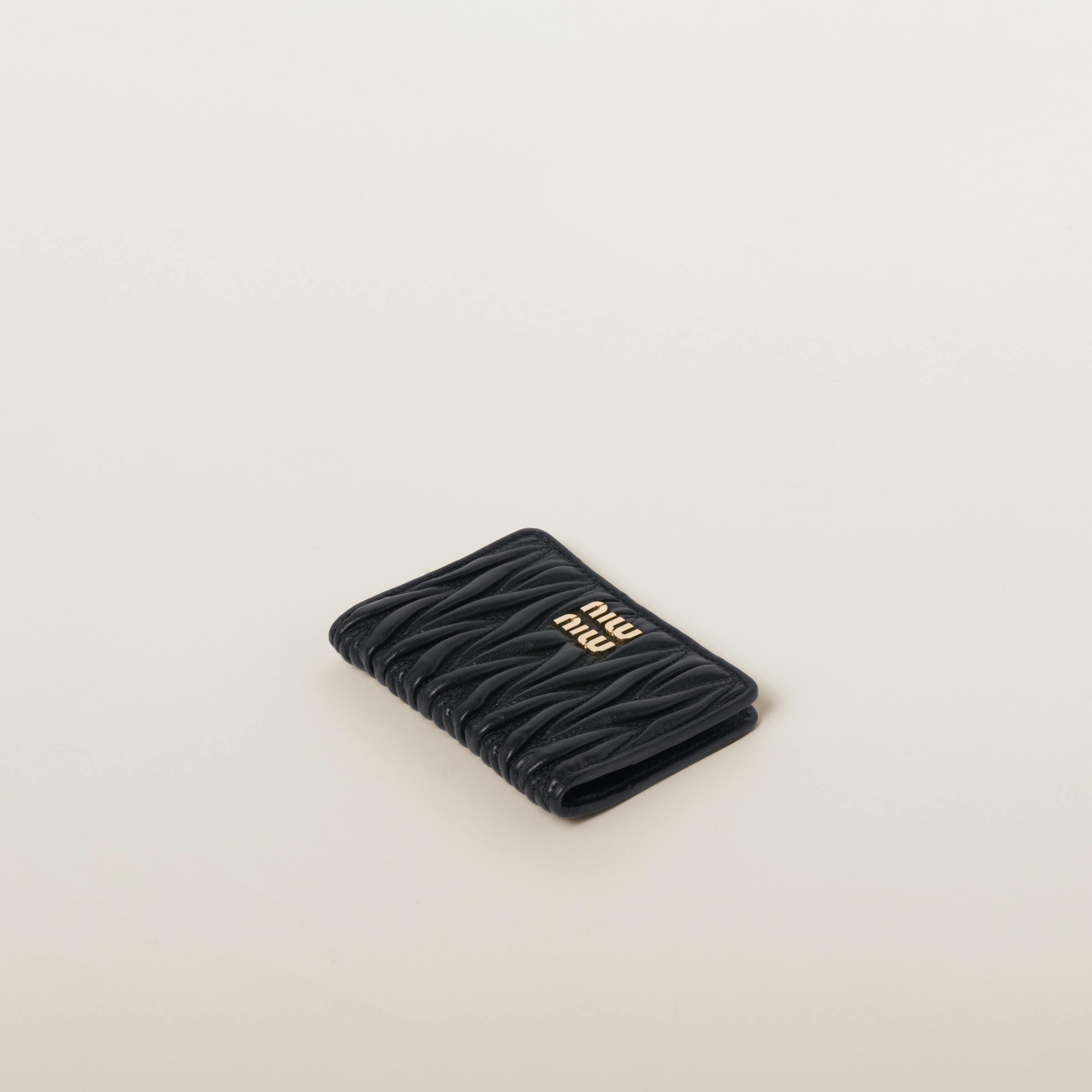 Black Matelassé Nappa Leather Card Holder | Miu Miu