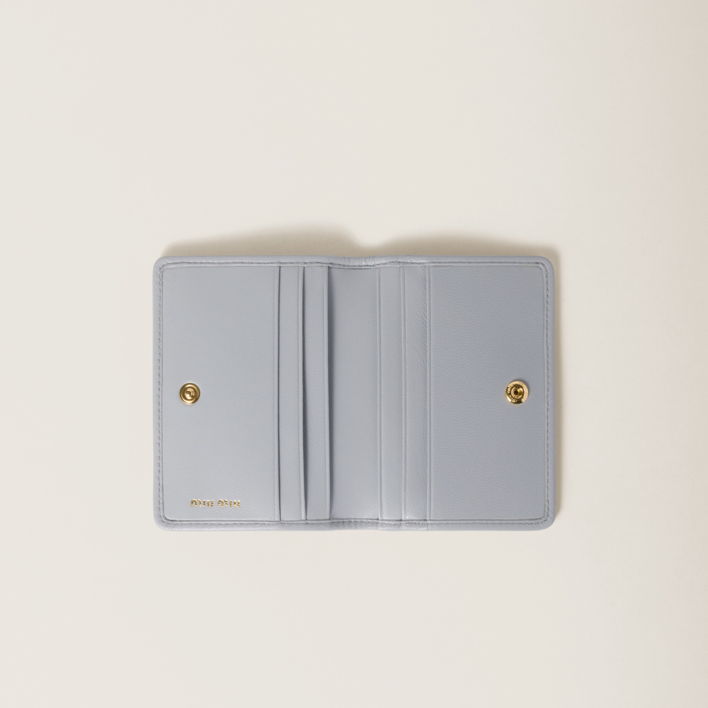 Pearl Gray Matelassé Nappa Leather Card Holder | Miu Miu