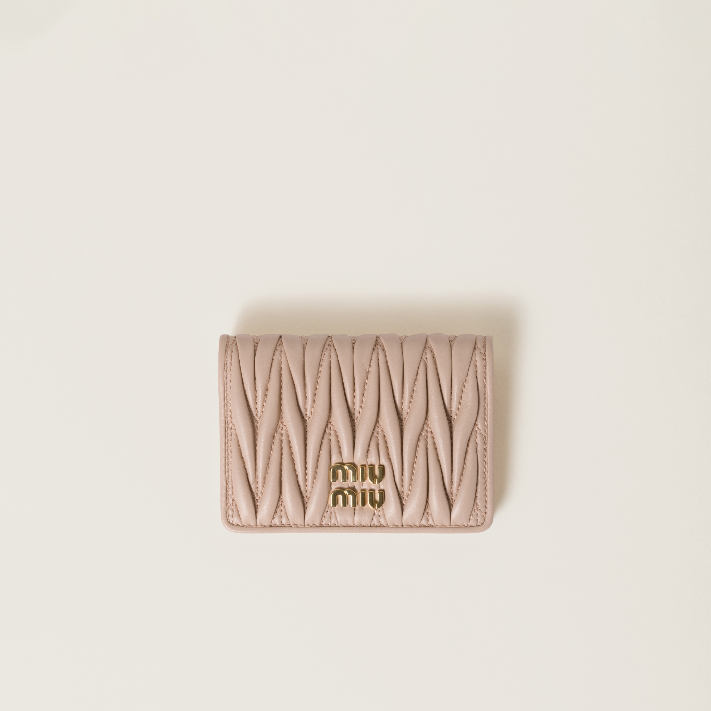 Powder Pink Matelassé Nappa Leather Card Holder | Miu Miu