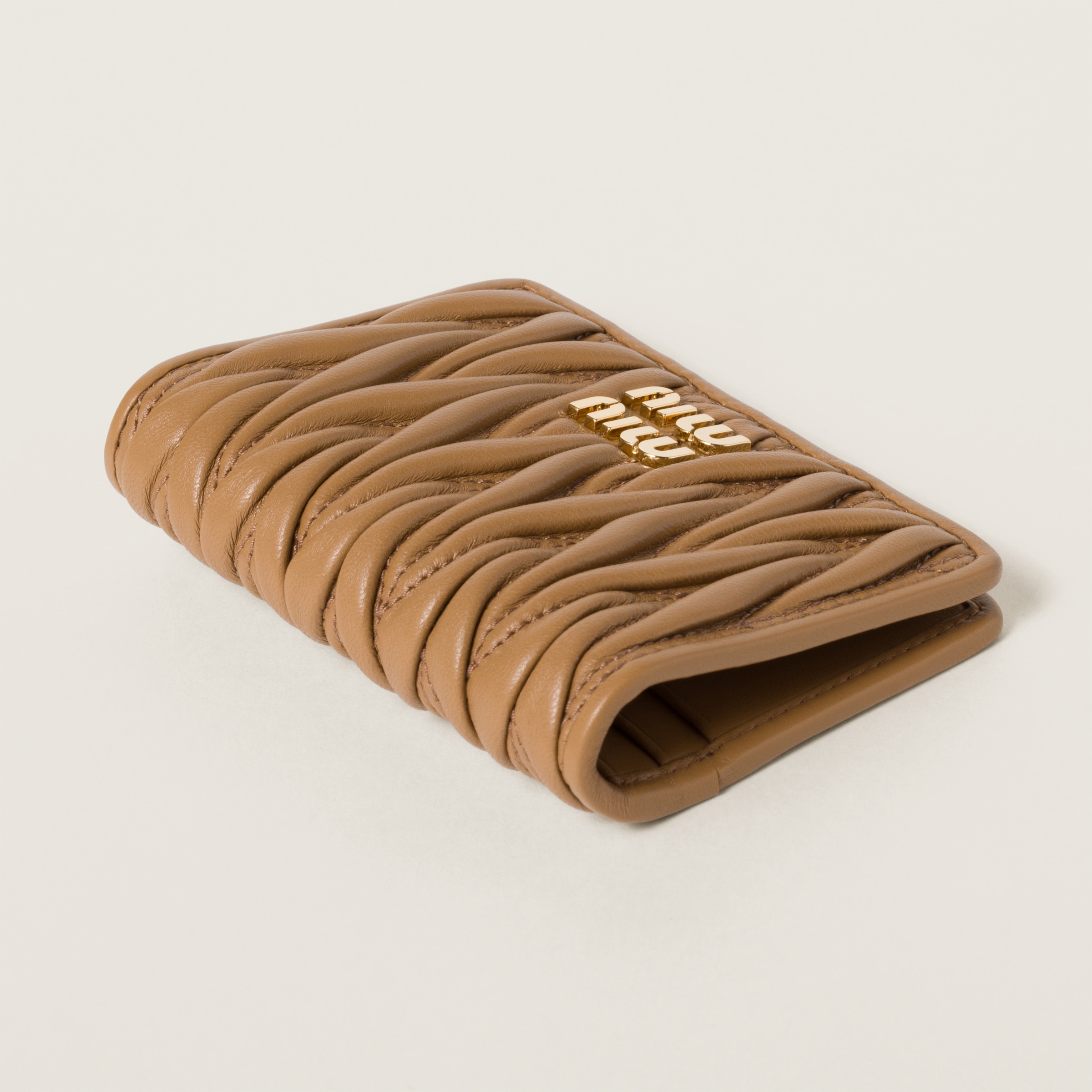 ★MiuMiu★ Matelasse Flap Card Holder Marigold 5MC103AFPPF00 Marigold Matelassé Nappa Leather Card Holder | Miu Miu