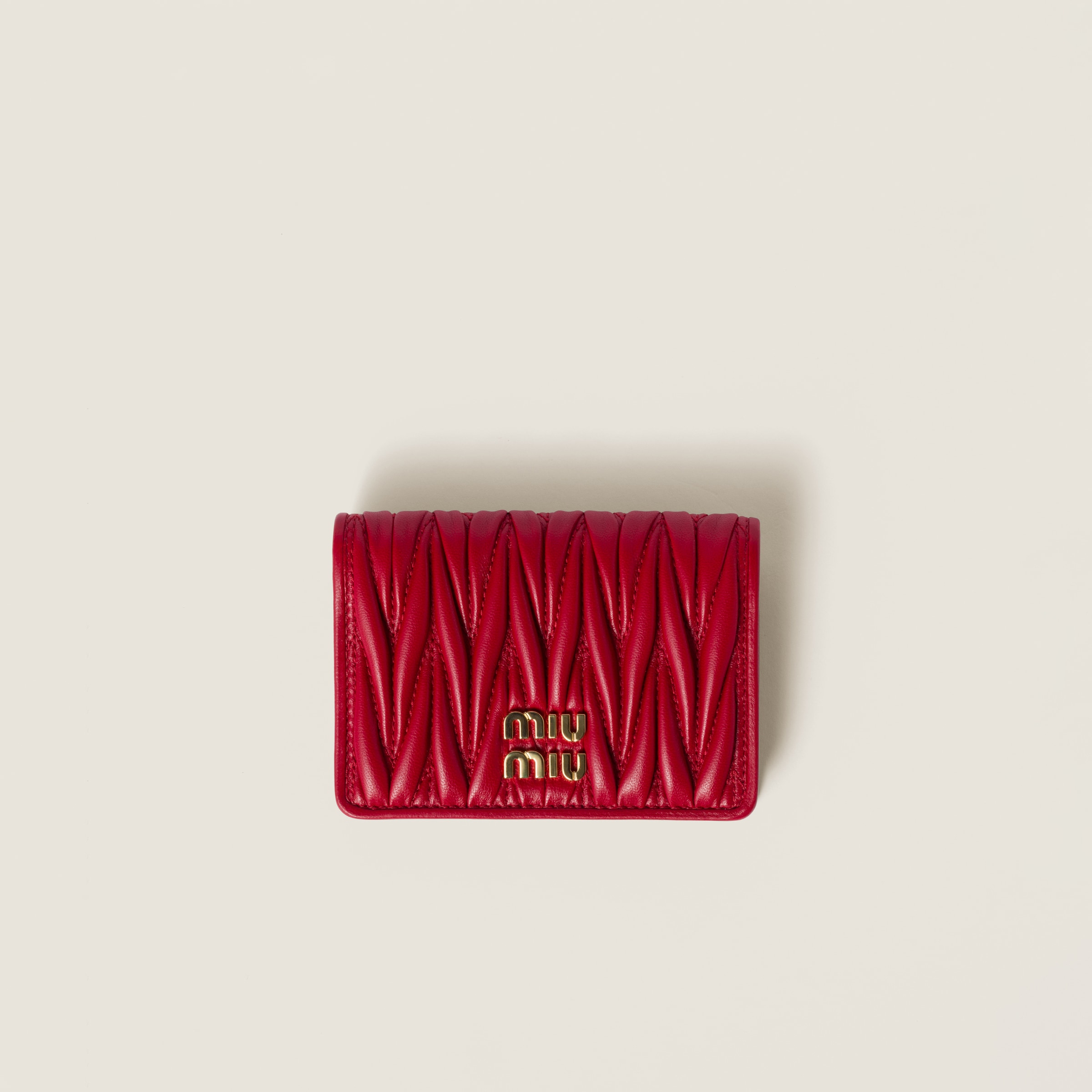 Red Matelassé Nappa Leather Card Holder | Miu Miu