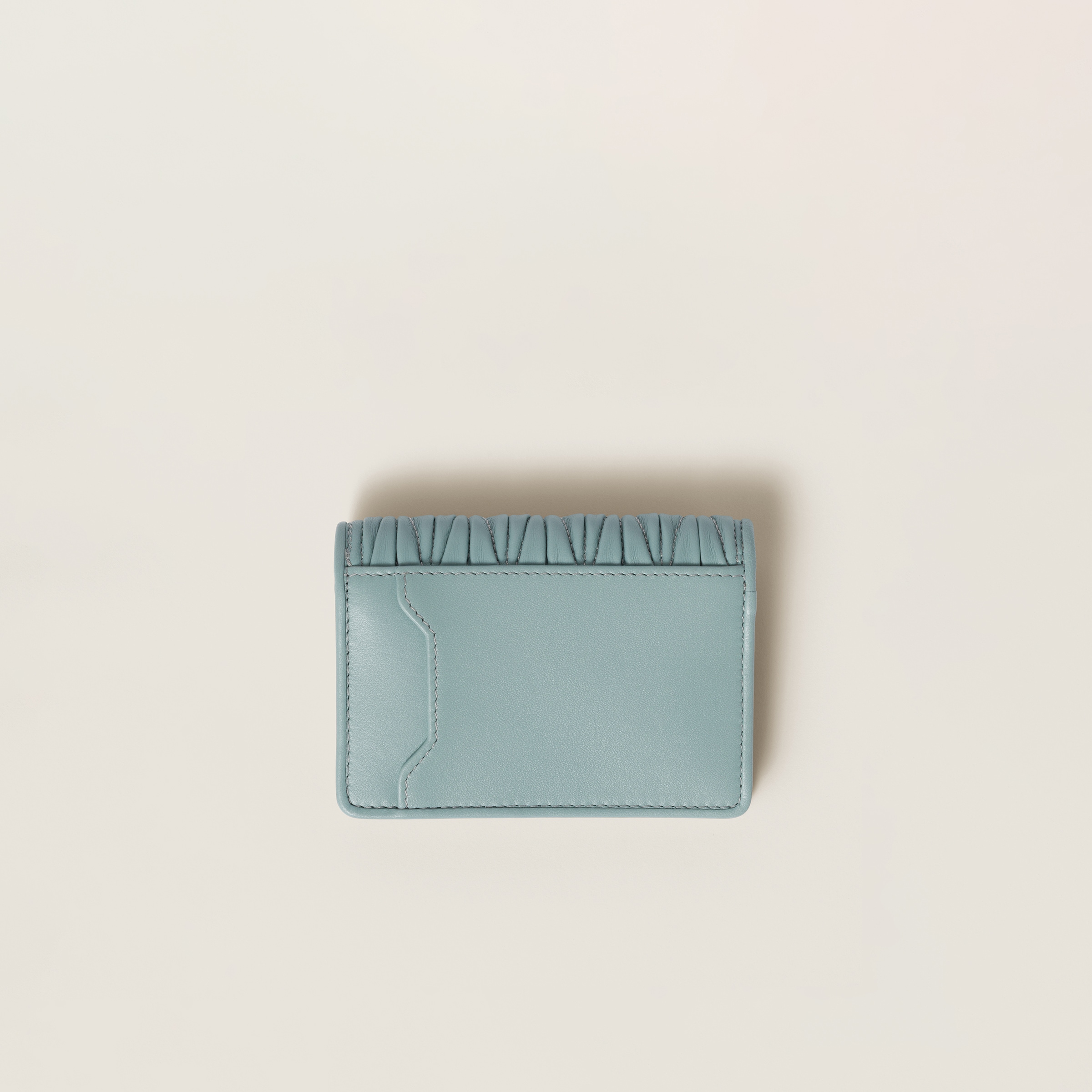 Powder Blue Matelassé Nappa Leather Card Holder | Miu Miu