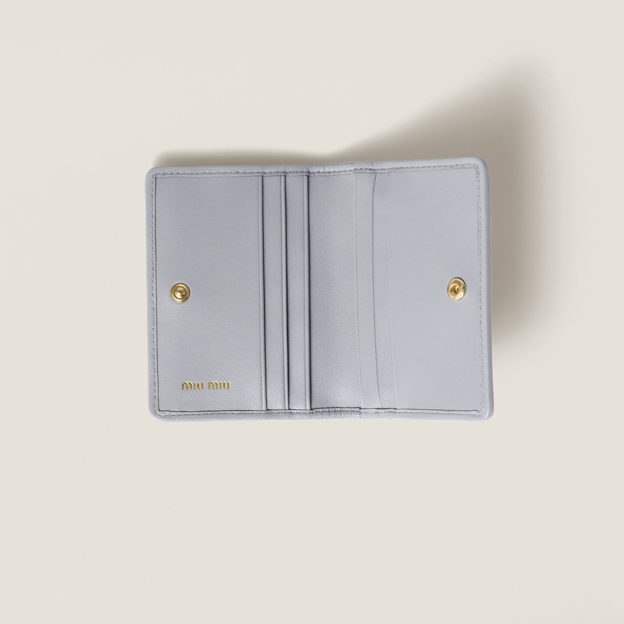 Pearl Gray Matelassé Nappa Leather Card Holder | Miu Miu - United