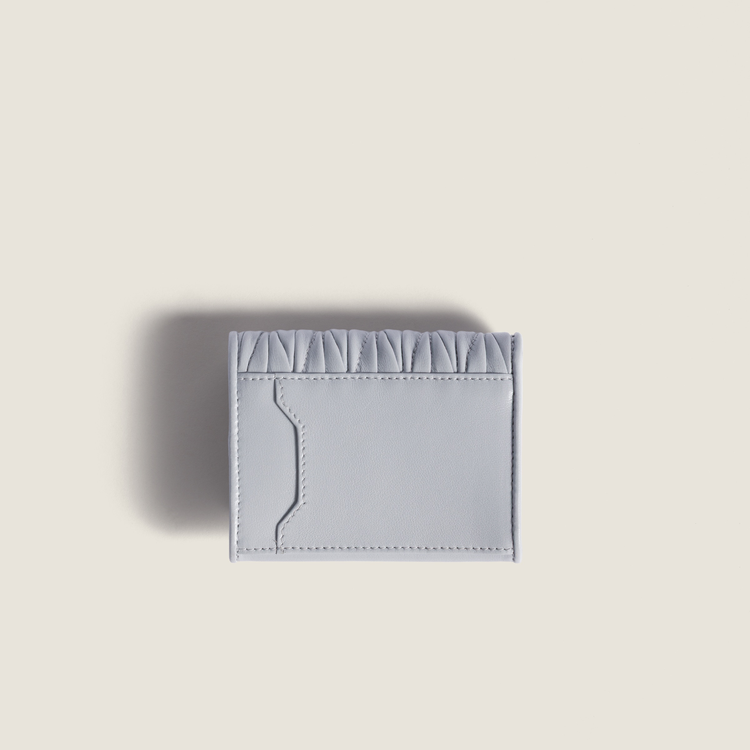 Pearl Gray Matelassé Nappa Leather Card Holder | Miu Miu - United