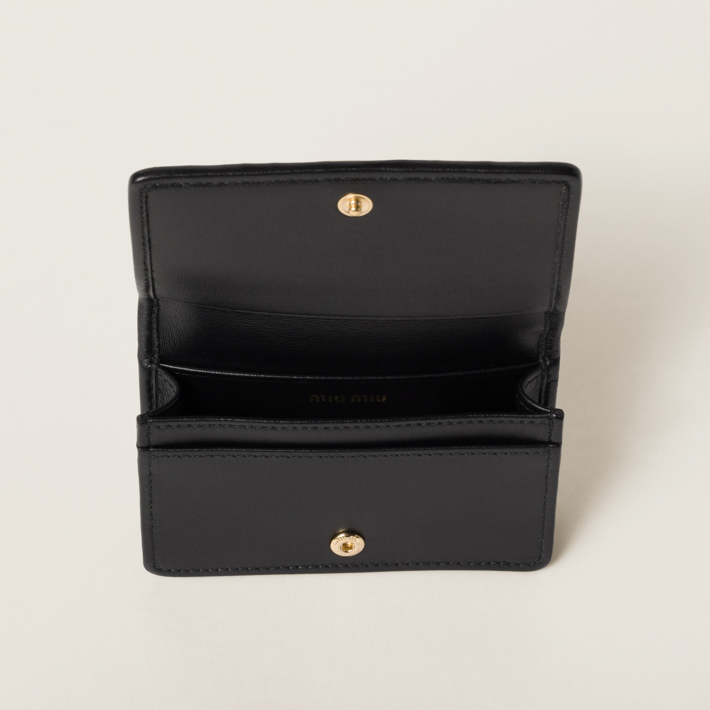 Black Matelassé Nappa Leather Card Holder | Miu Miu