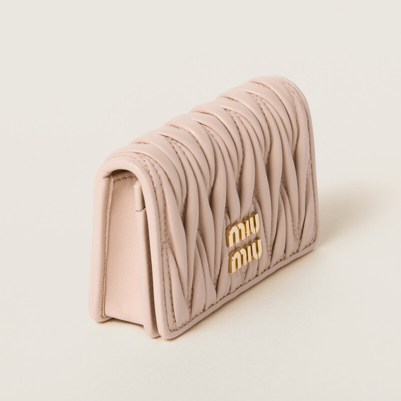 Matelassé nappa leather card holder
