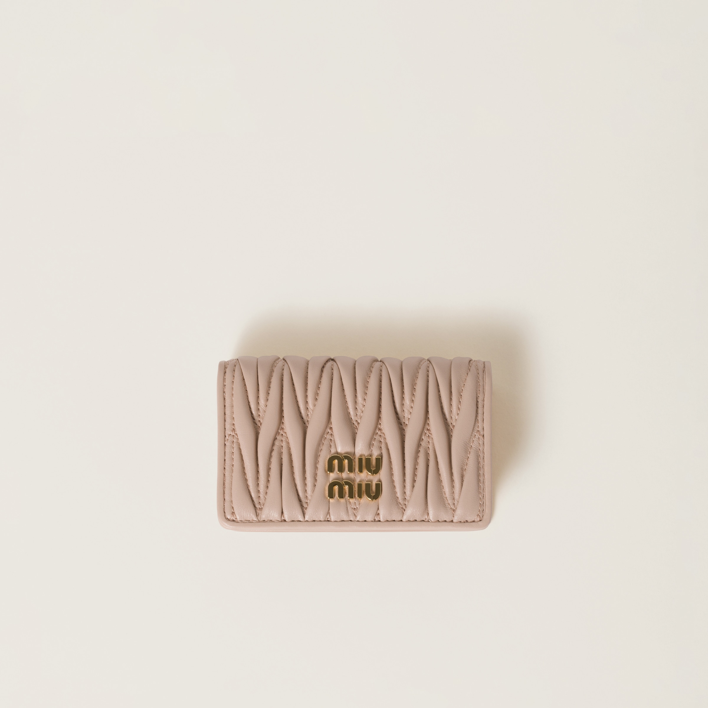 Powder Pink Matelassé Nappa Leather Card Holder | Miu Miu