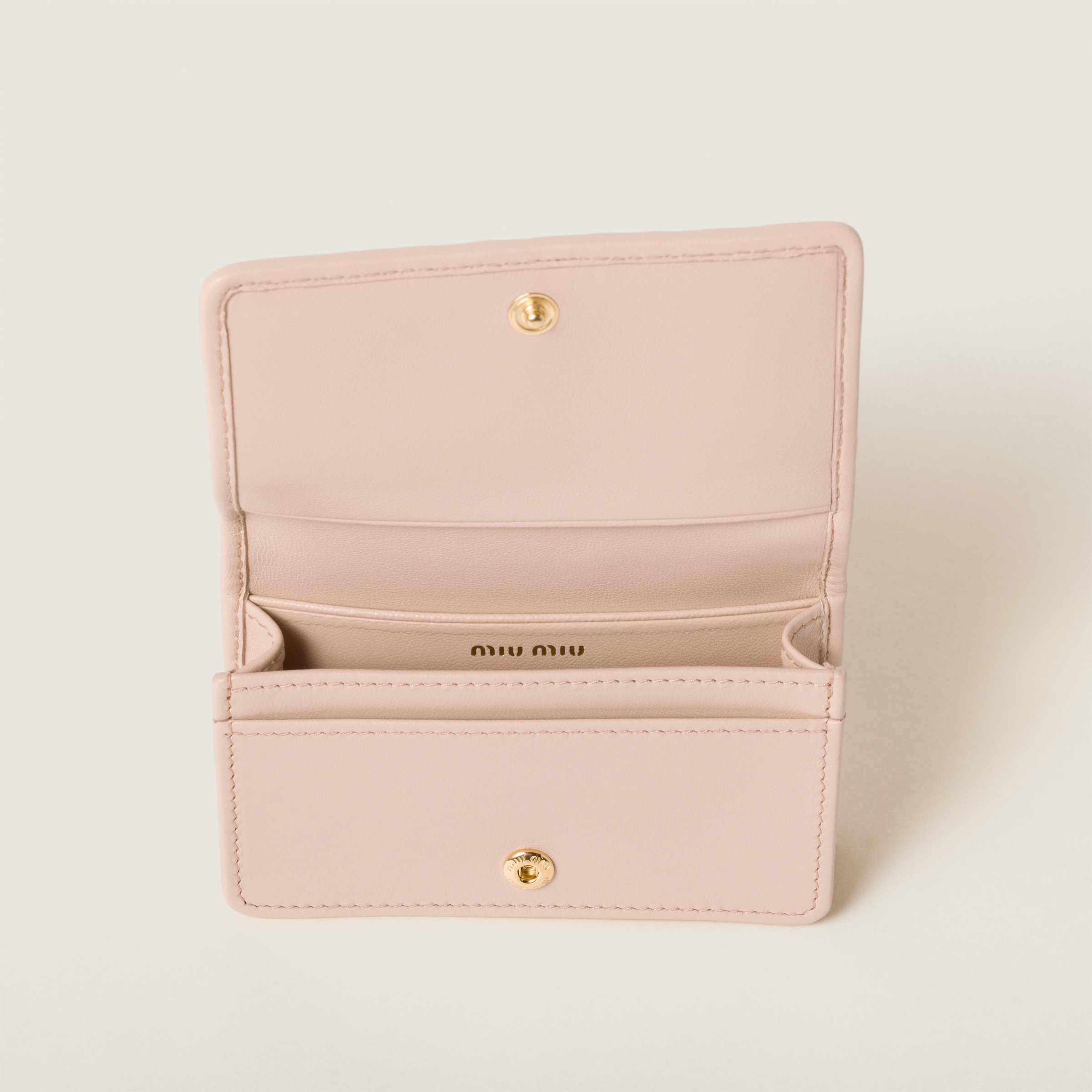 Powder Pink Matelassé Nappa Leather Card Holder | Miu Miu