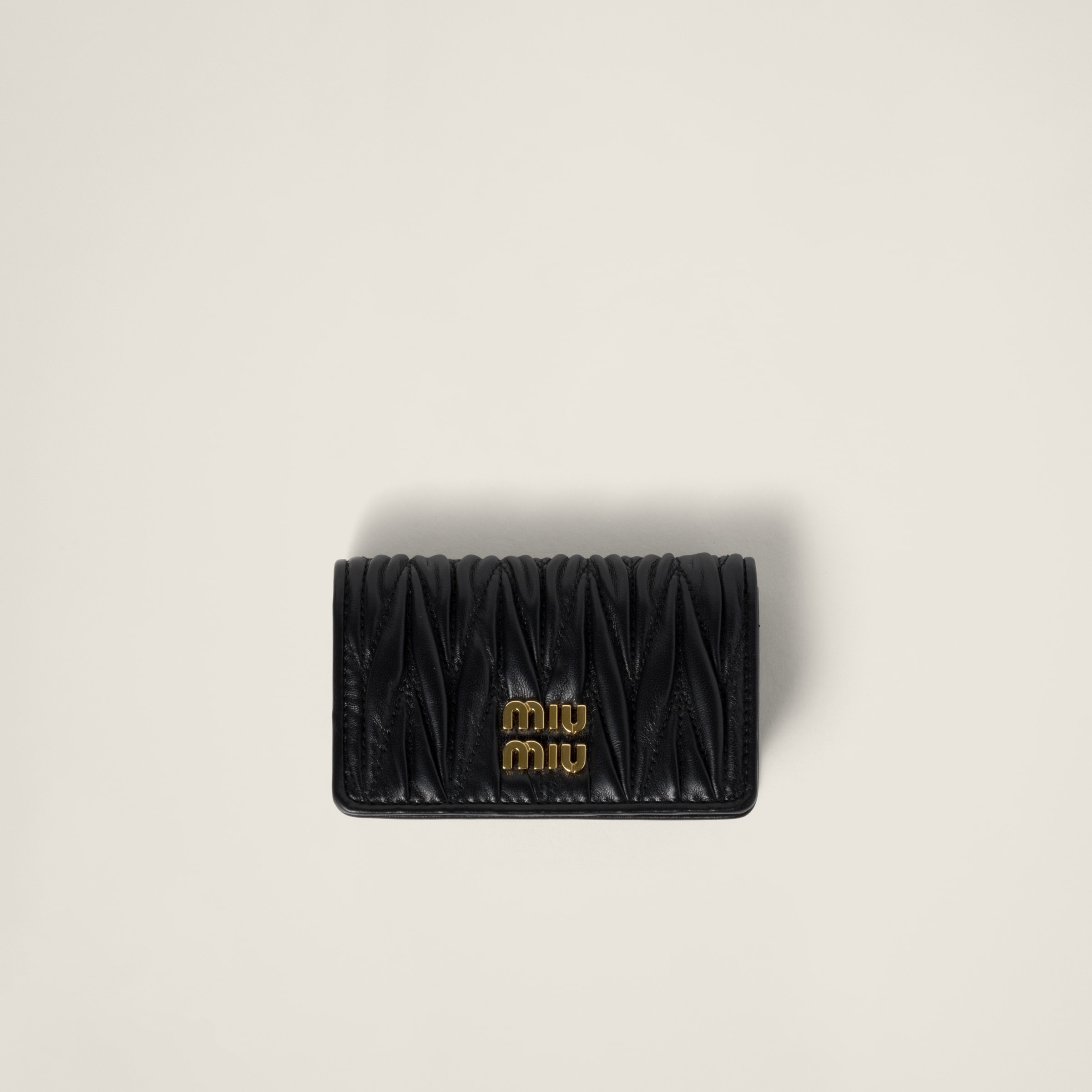 Black Small Matelassé Nappa Leather Wallet | Miu Miu