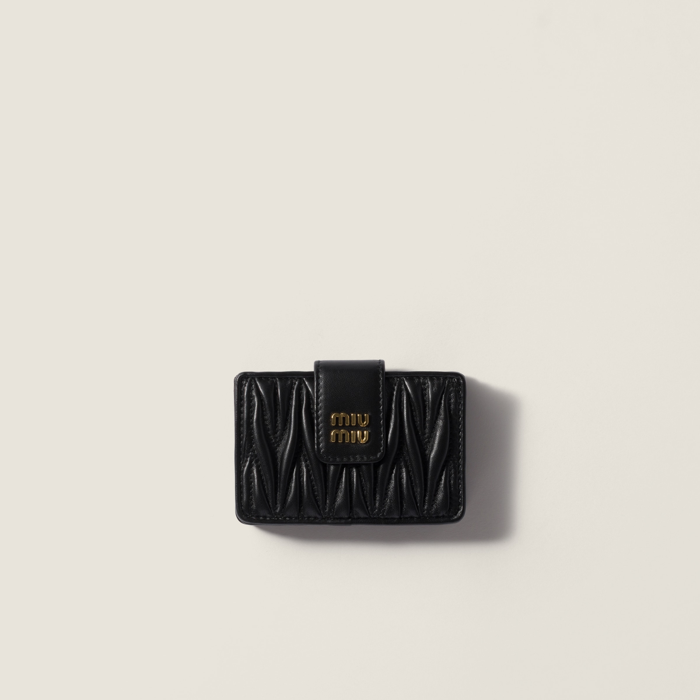 Black Matelassé Nappa Leather Card Holder | Miu Miu