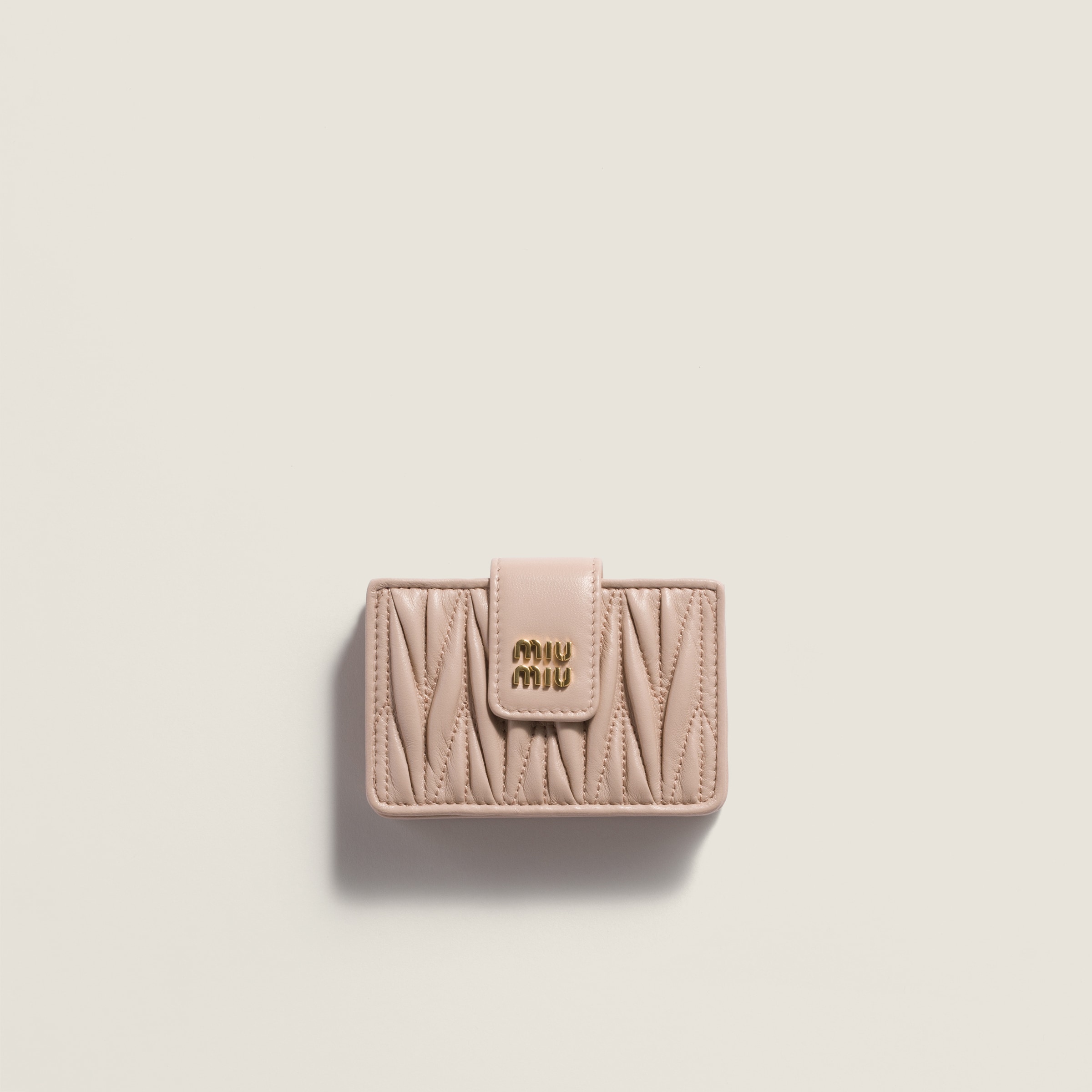 Powder Pink Matelassé Nappa Leather Card Holder | Miu Miu