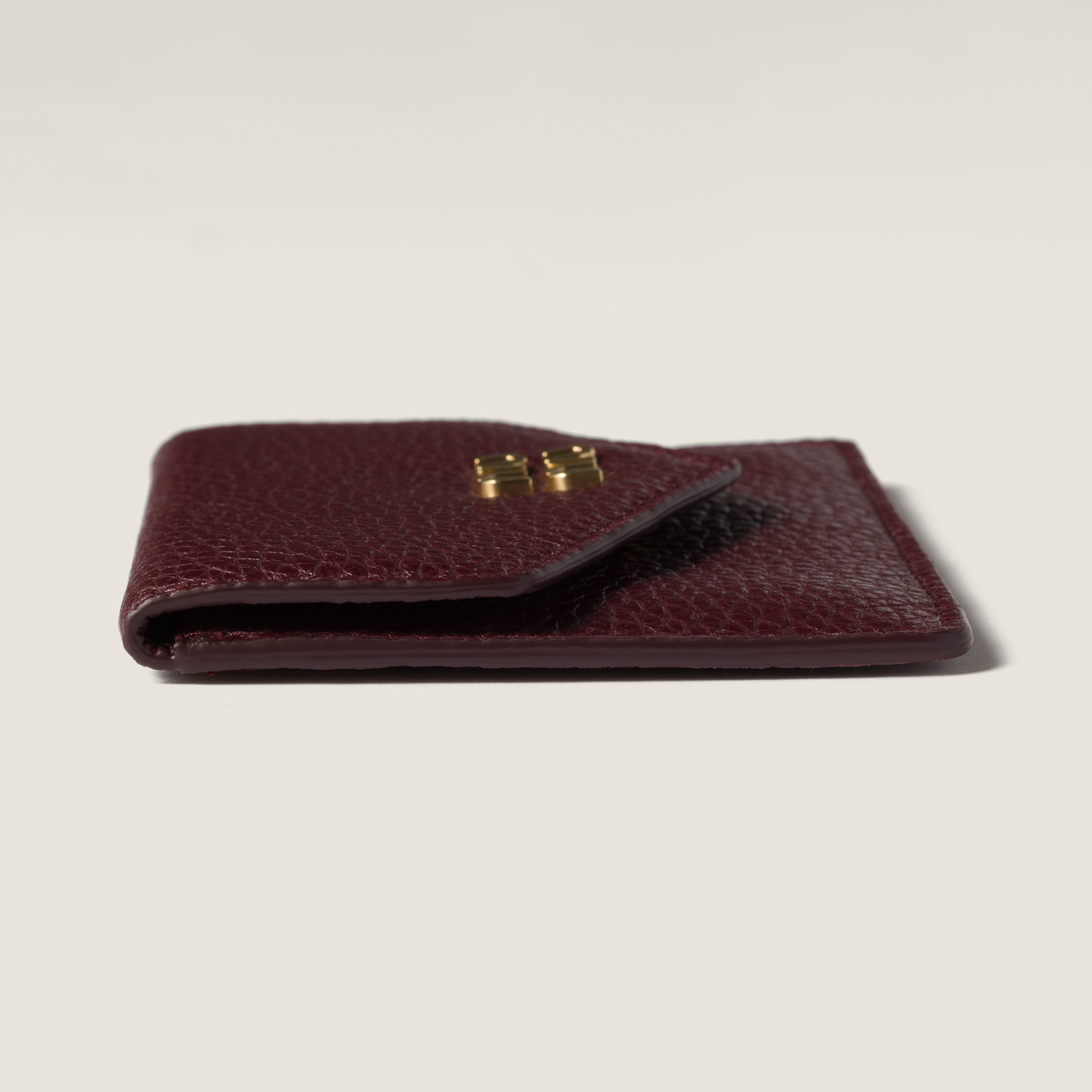 Burgundy Leather Card Holder | Miu Miu