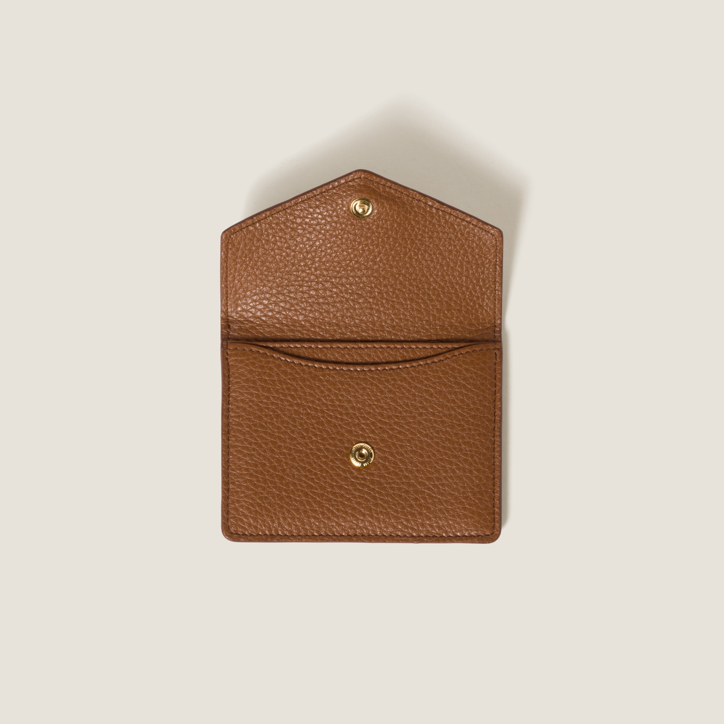 Cognac Leather Card Holder | Miu Miu
