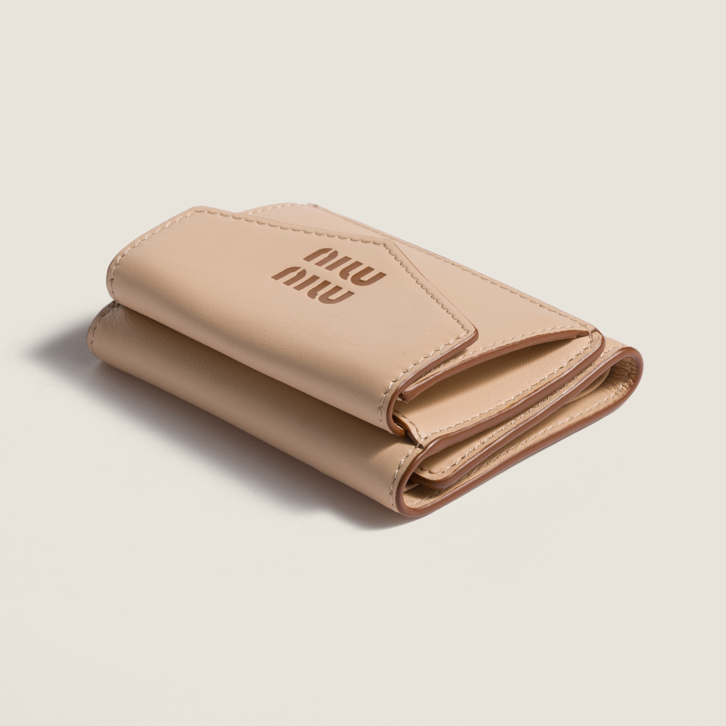 Cord/cognac Small Leather Wallet | Miu Miu