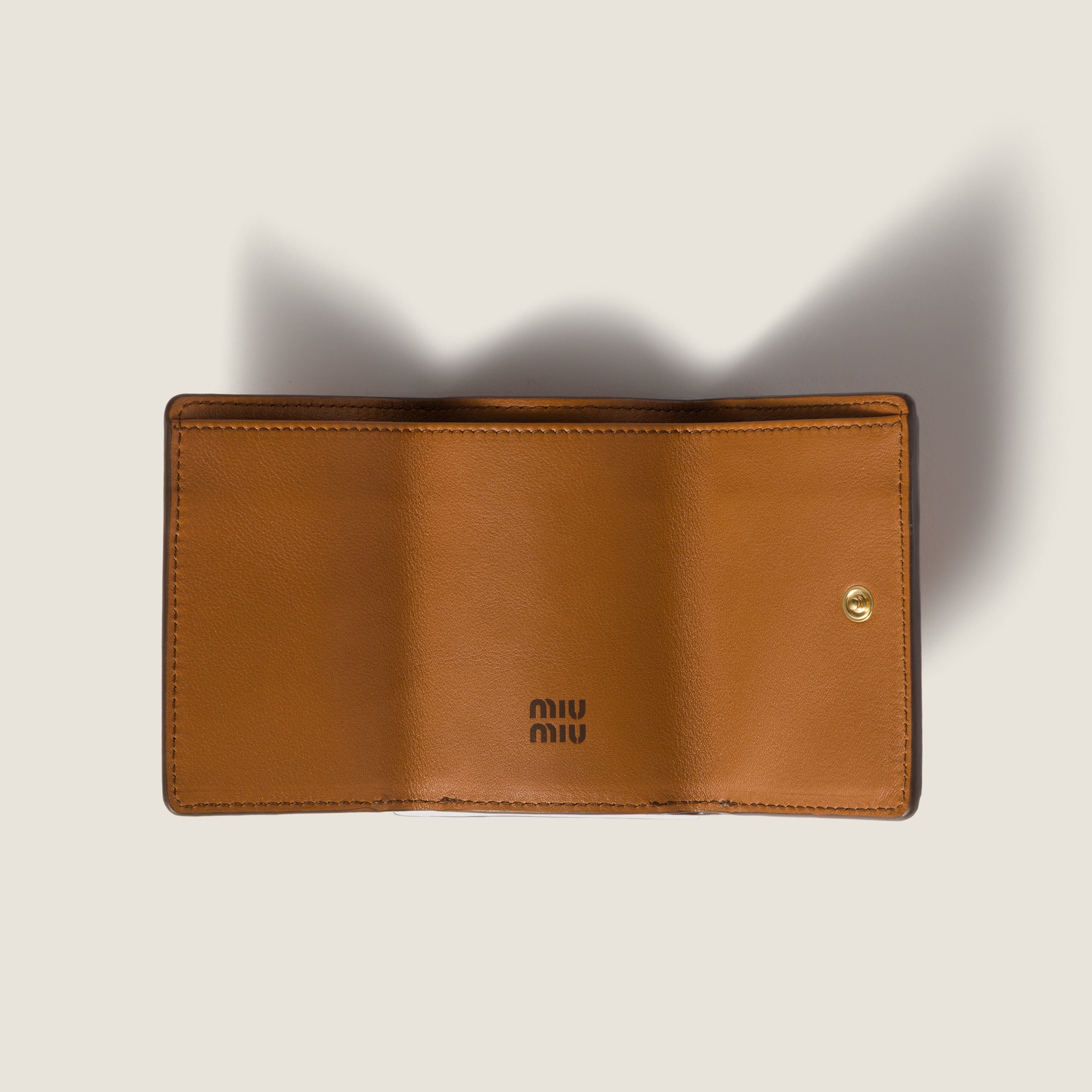 【MiuMiu】Small leather wallet COGNAC+PALISANDER Cognac+palisander Small Leather Wallet | Miu Miu