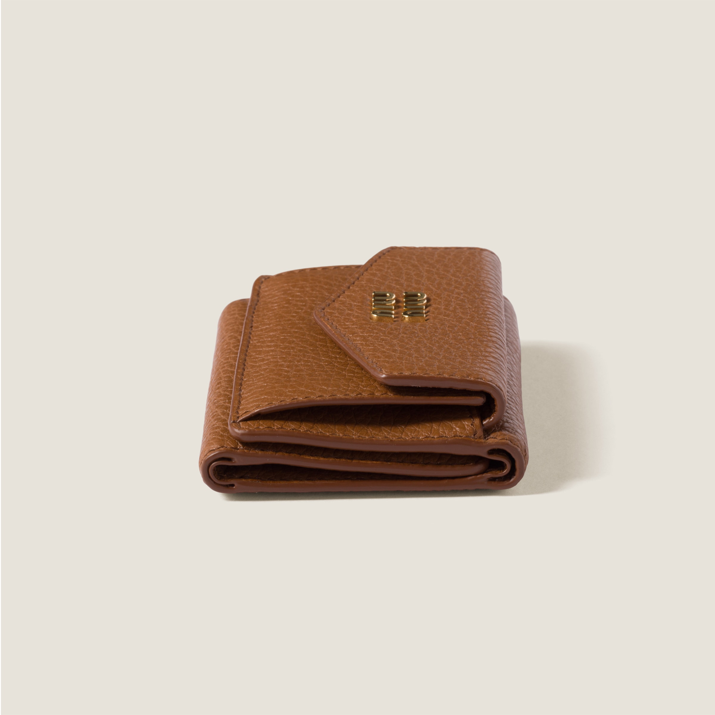 Cognac Small Leather Wallet | Miu Miu
