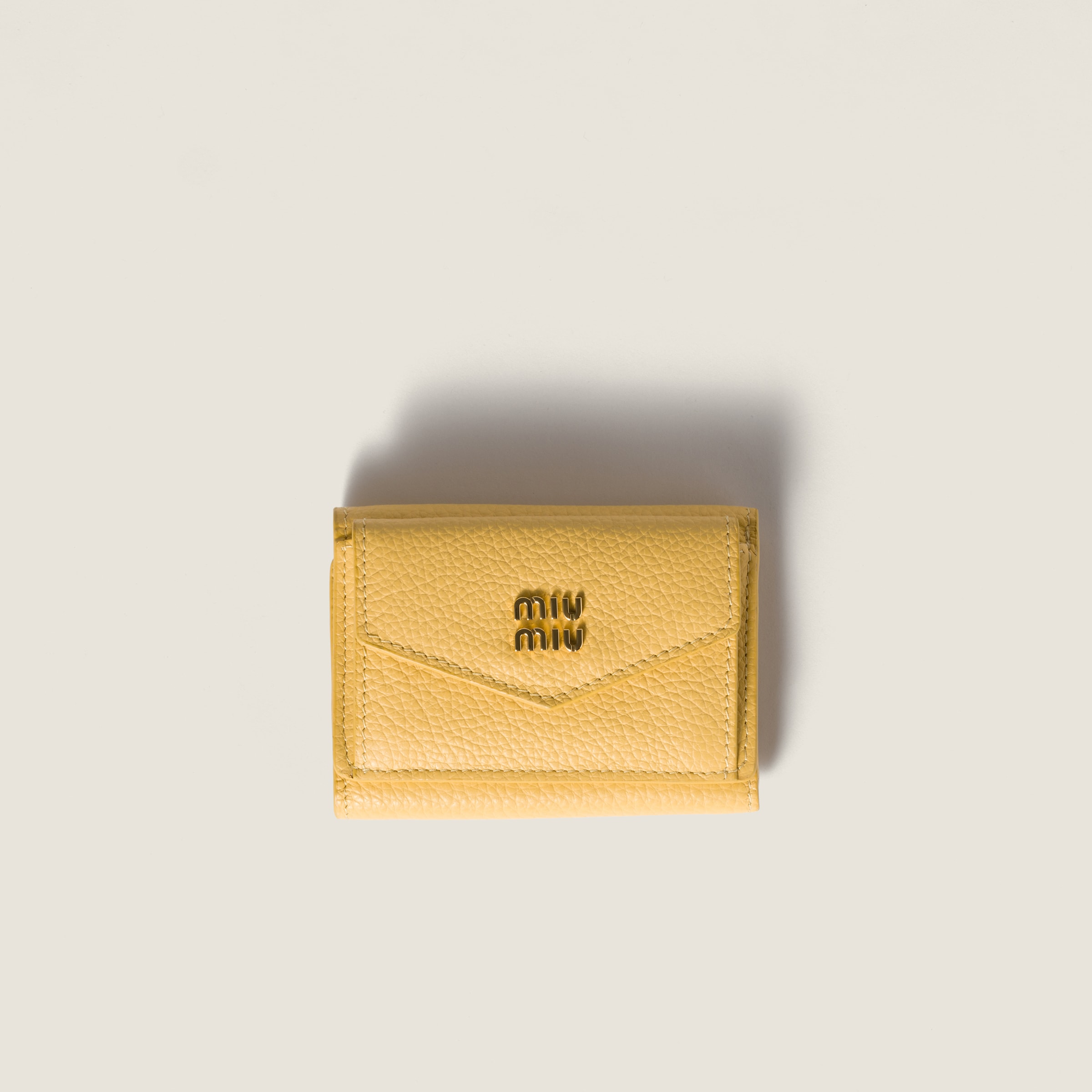 小物 miu miu leather wallet pastel yellow Yellow Small Leather Wallet | Miu Miu