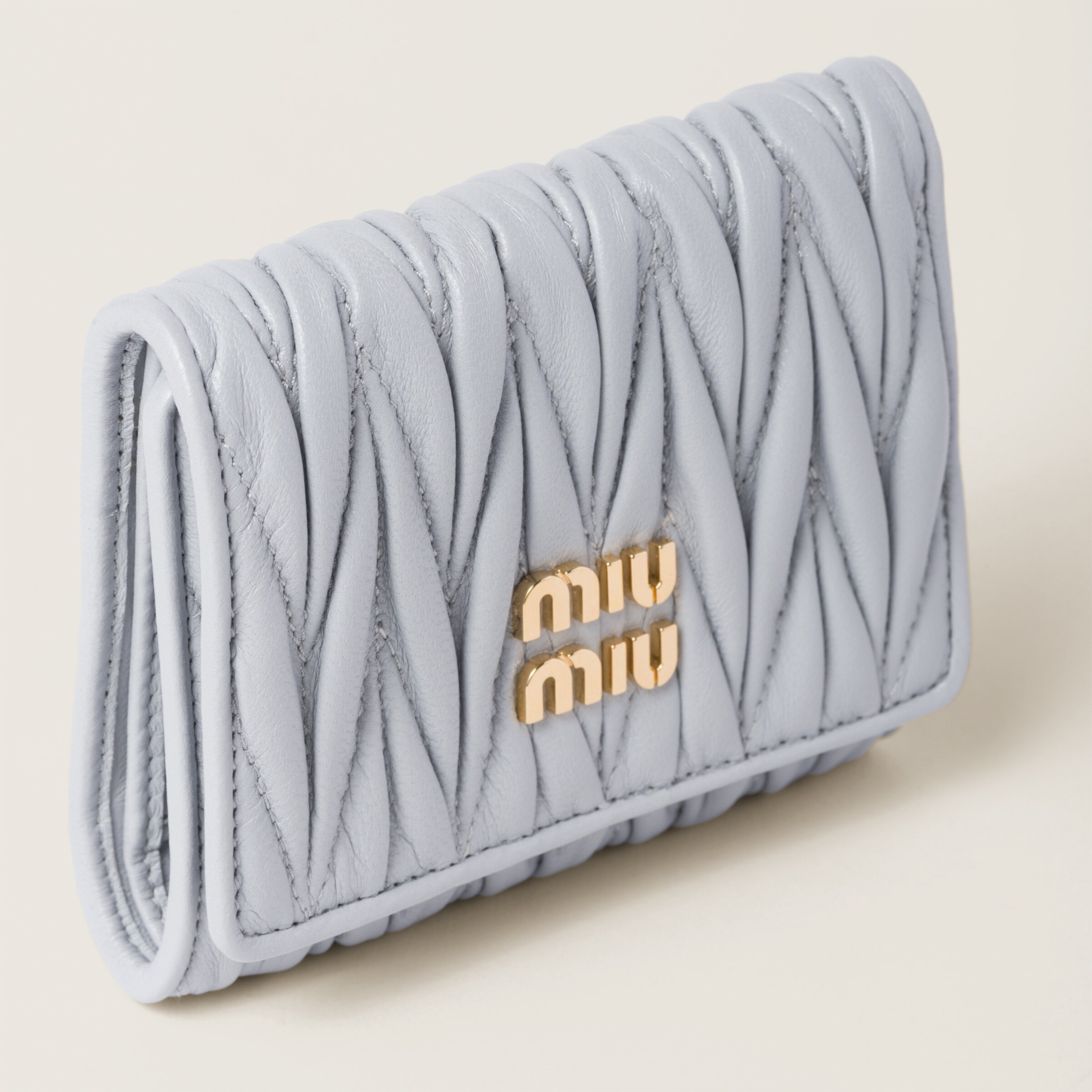 Cornflower Small Matelassé Nappa Leather Wallet | Miu Miu
