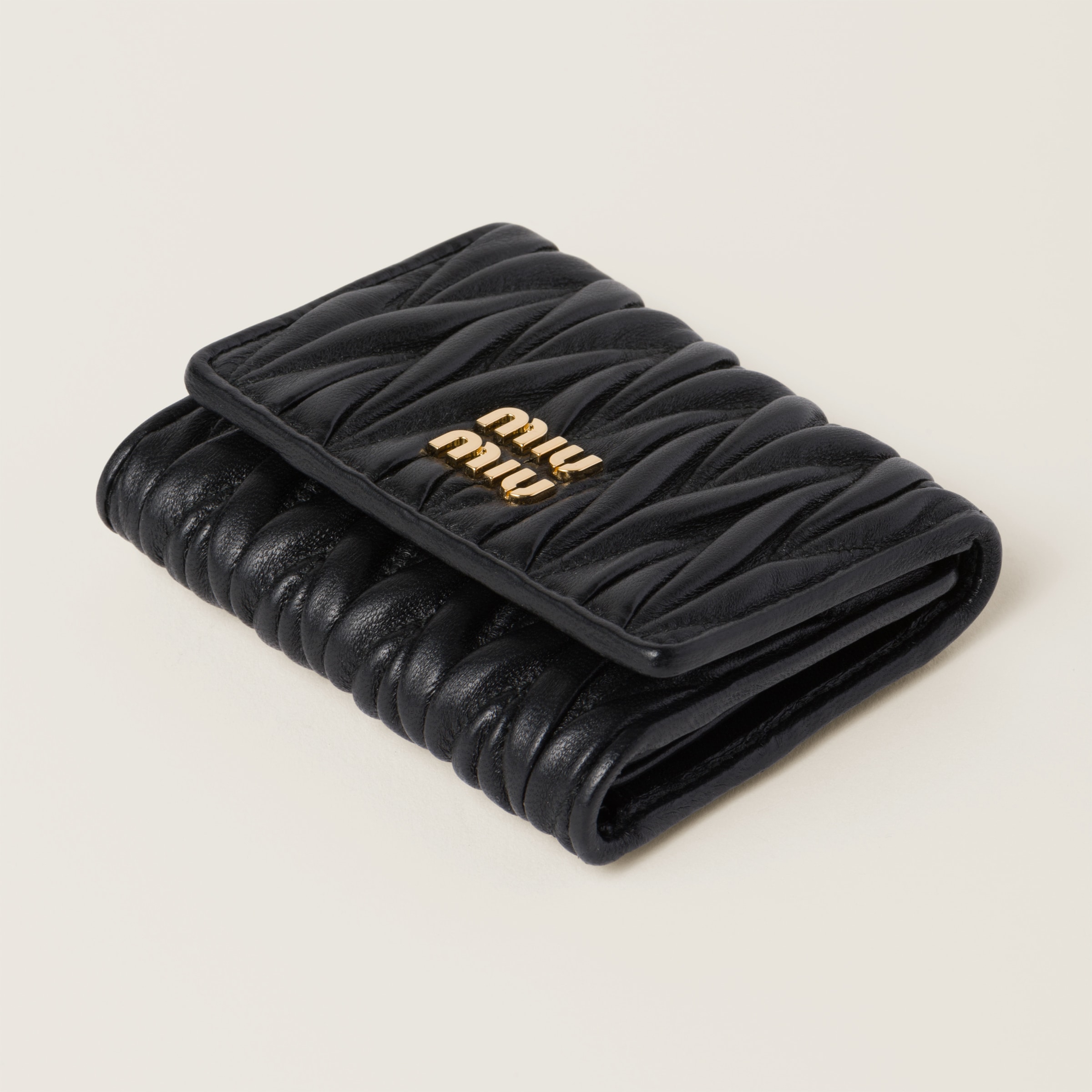 Black Small Matelassé Nappa Leather Wallet | Miu Miu