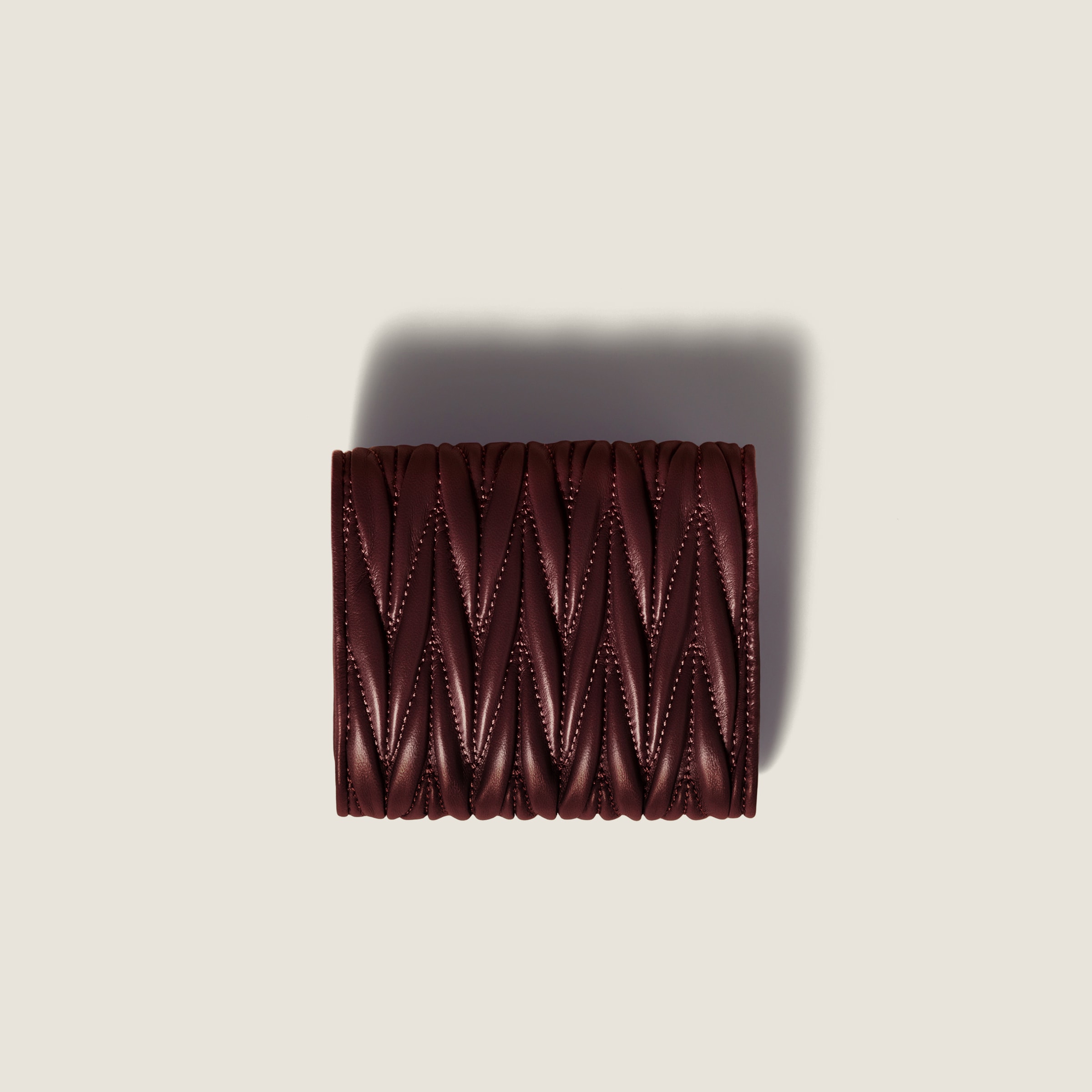 Burgundy Small Matelassé Nappa Leather Wallet | Miu Miu - United