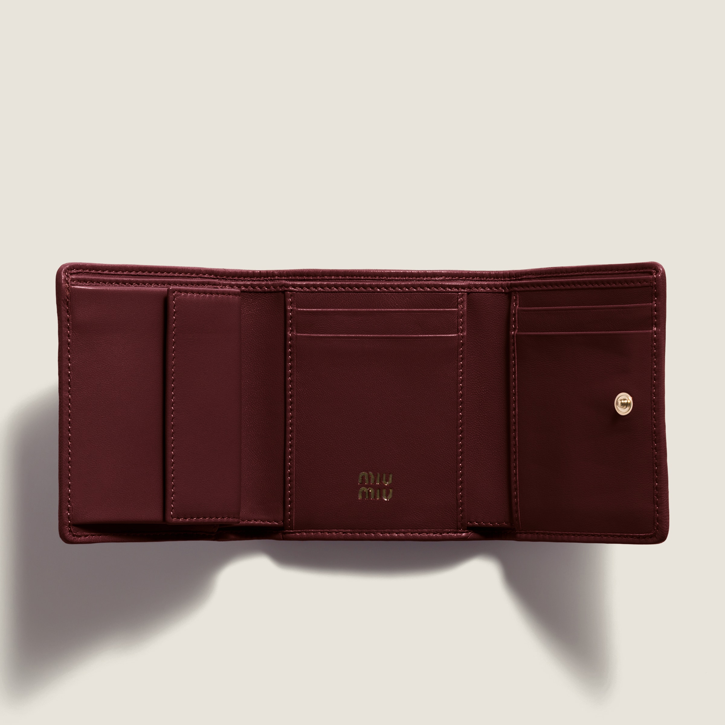 い*ご様 Archive miu miu compact wallet mate Burgundy Small Matelassé Nappa Leather Wallet | Miu Miu - United