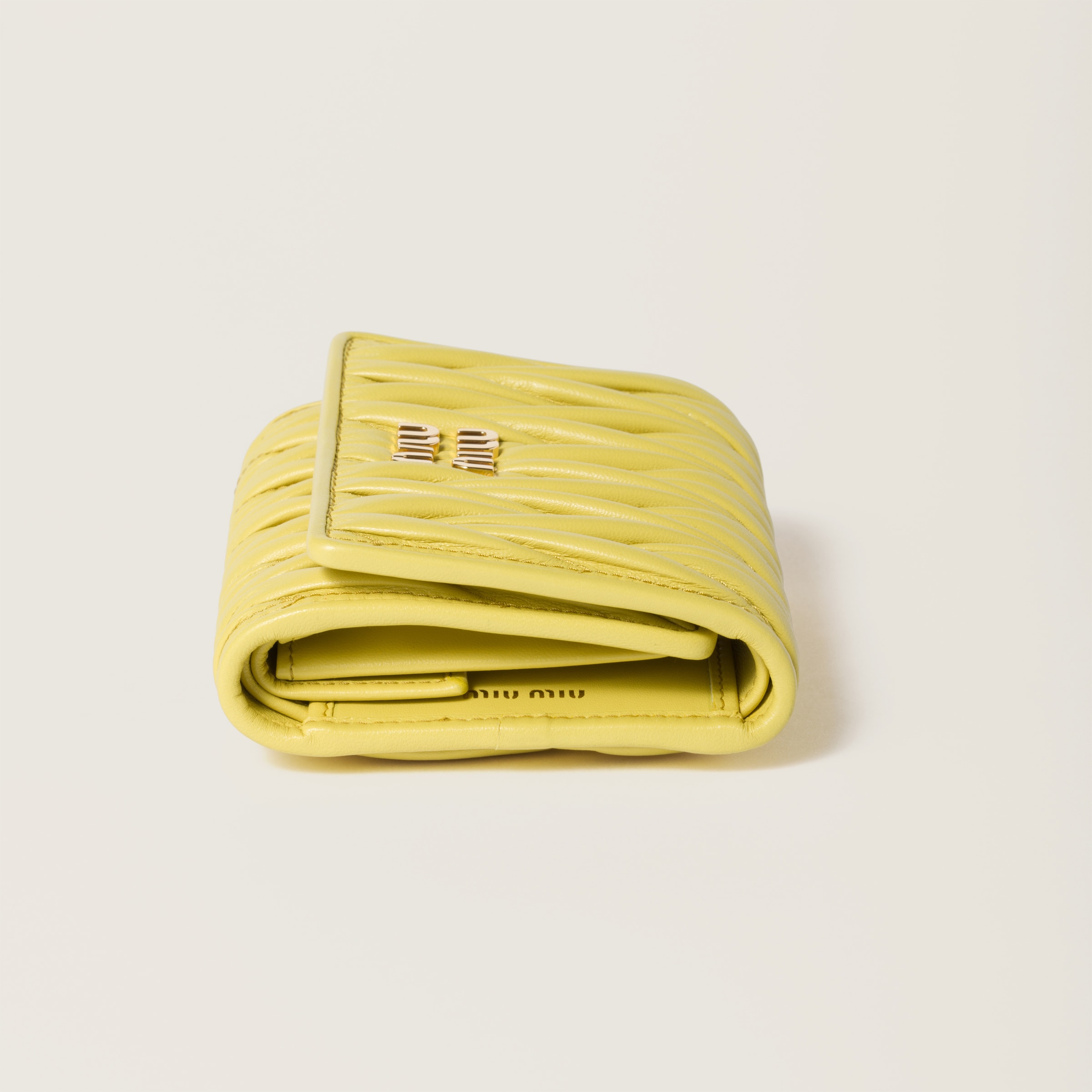 Leather wallet Miu Miu Yellow in Leather - 46356603