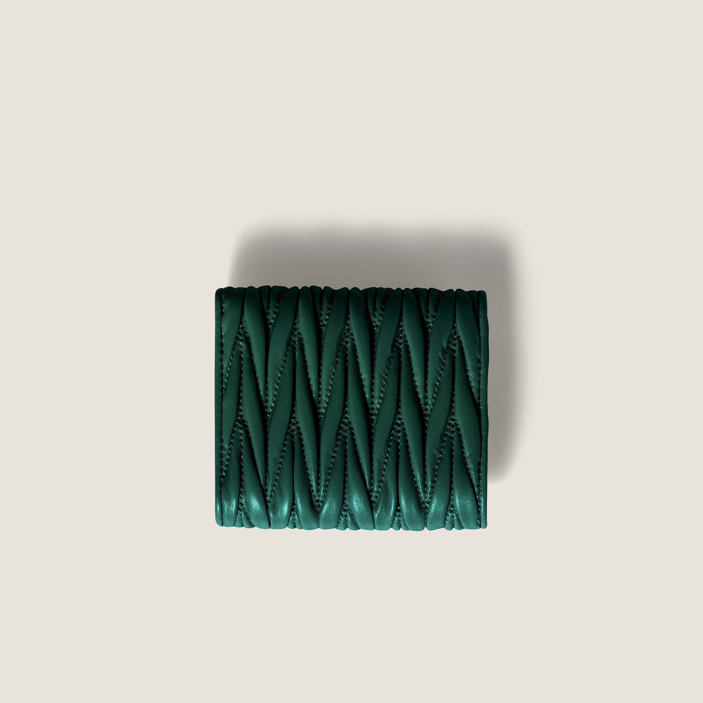 Emerald Green Small Matelassé Nappa Leather Wallet | Miu Miu