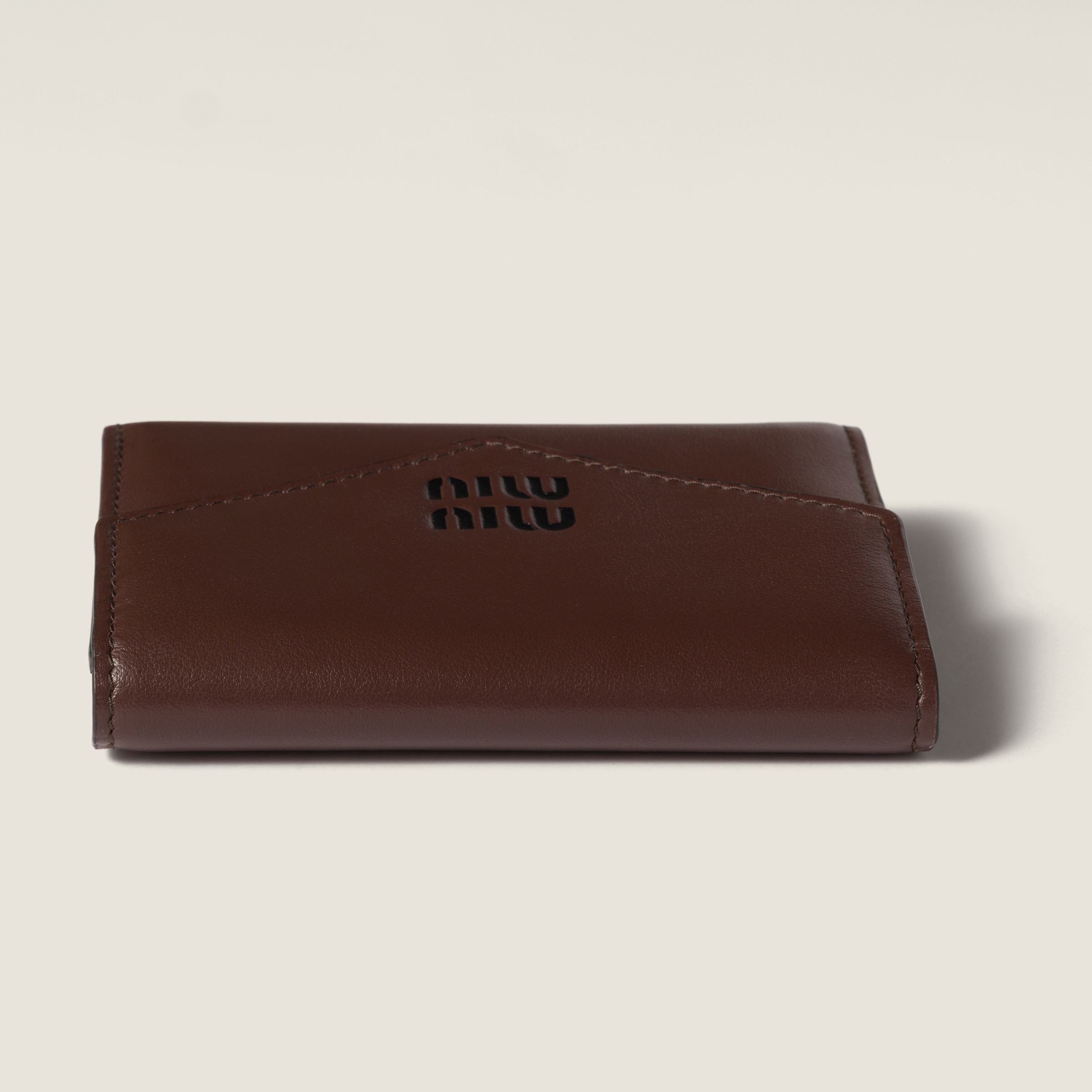 Briarwood/black Small Leather Wallet | Miu Miu