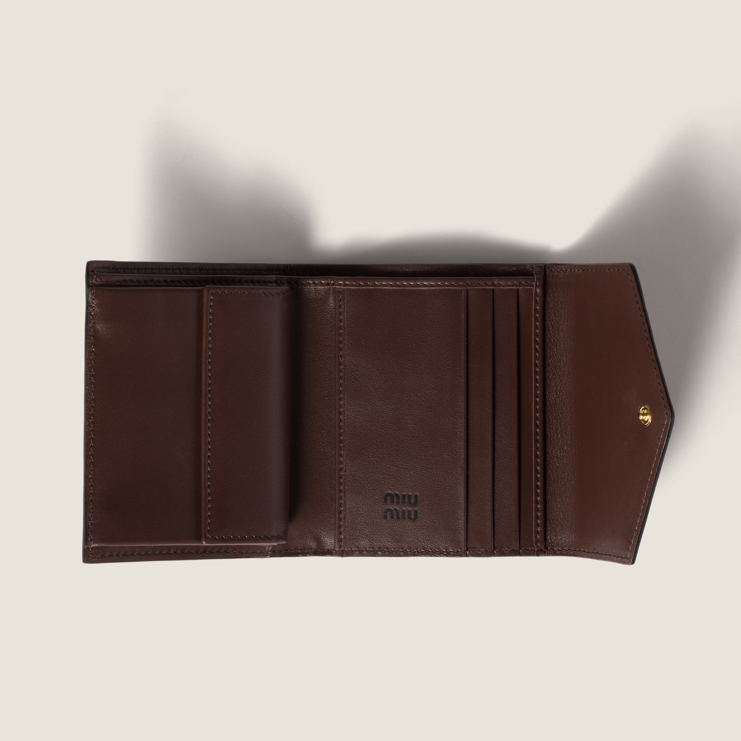 Briarwood/black Small Leather Wallet | Miu Miu