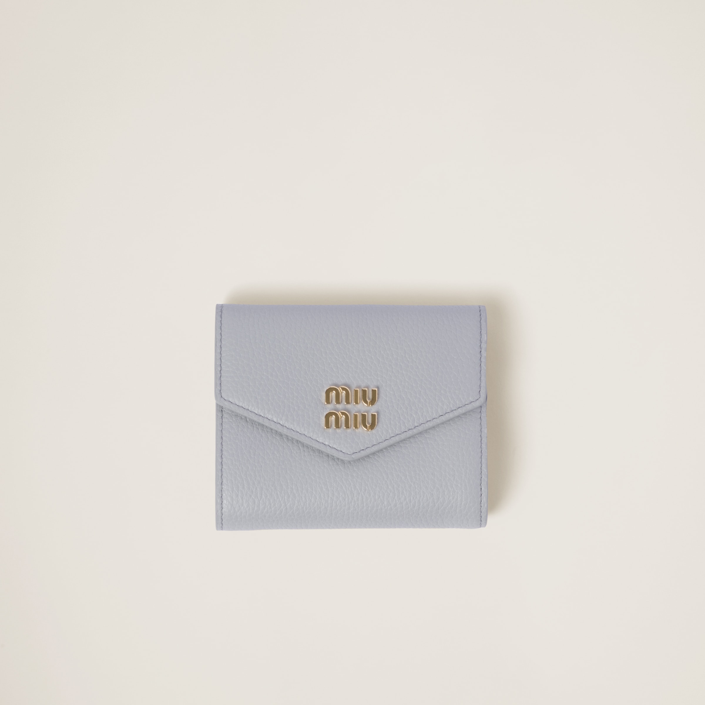 コーンフラワーブルー ヴィッテロダイノレザー 折り財布 | Miu Miu