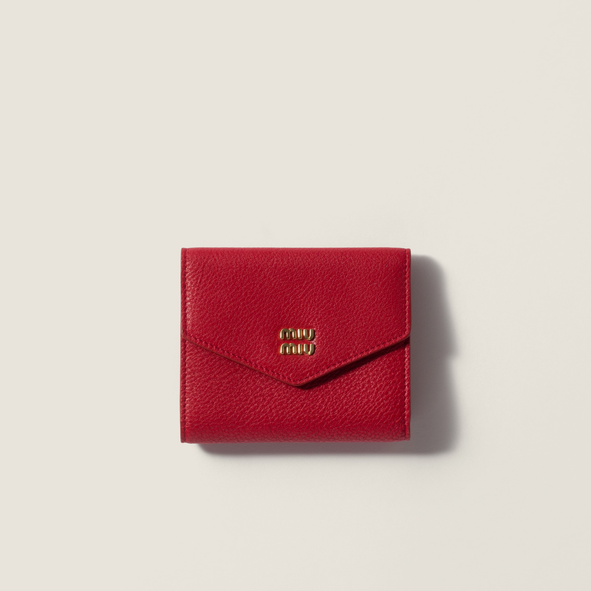Red Small Matelassé Nappa Leather Wallet | Miu Miu