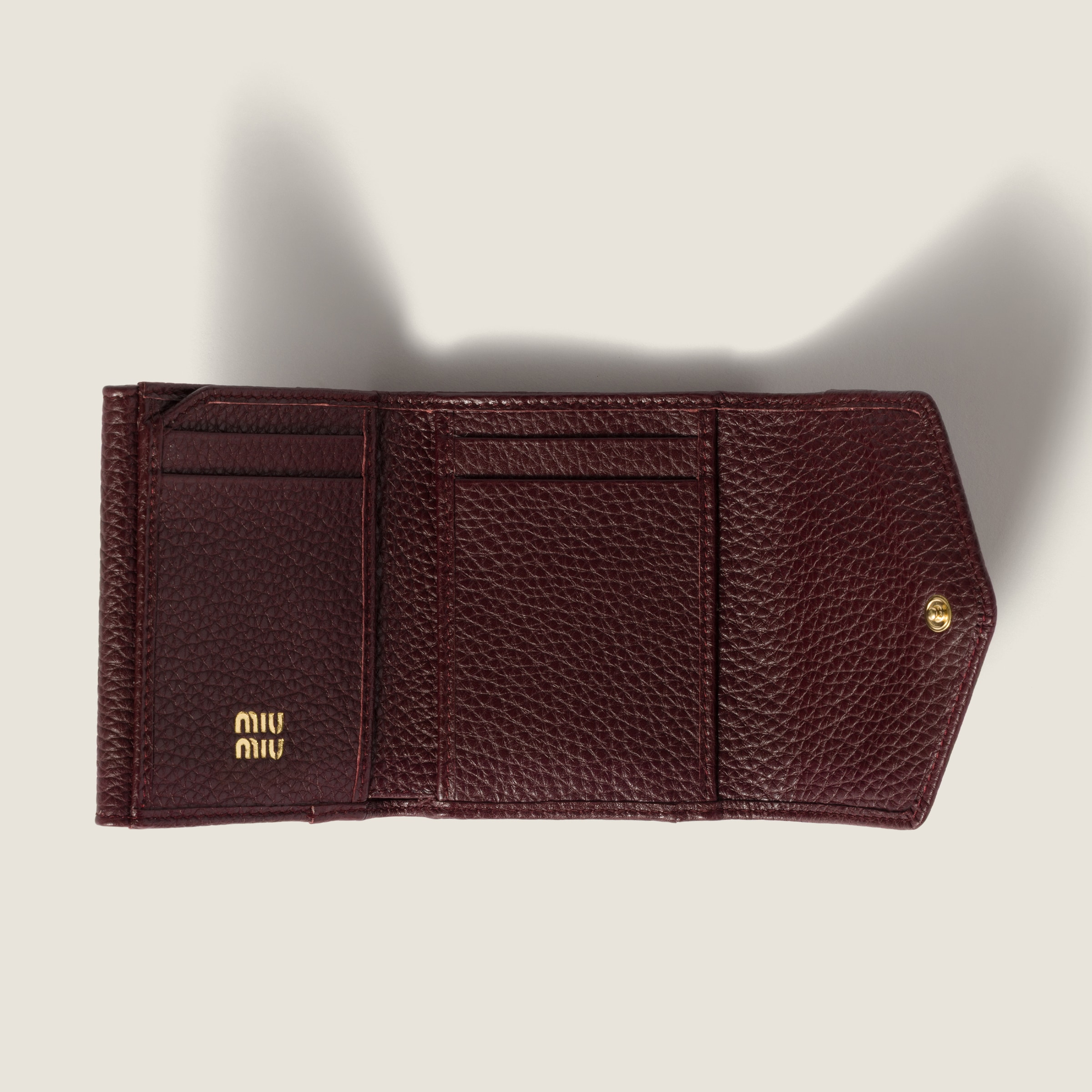 Burgundy Small Leather Wallet | Miu Miu