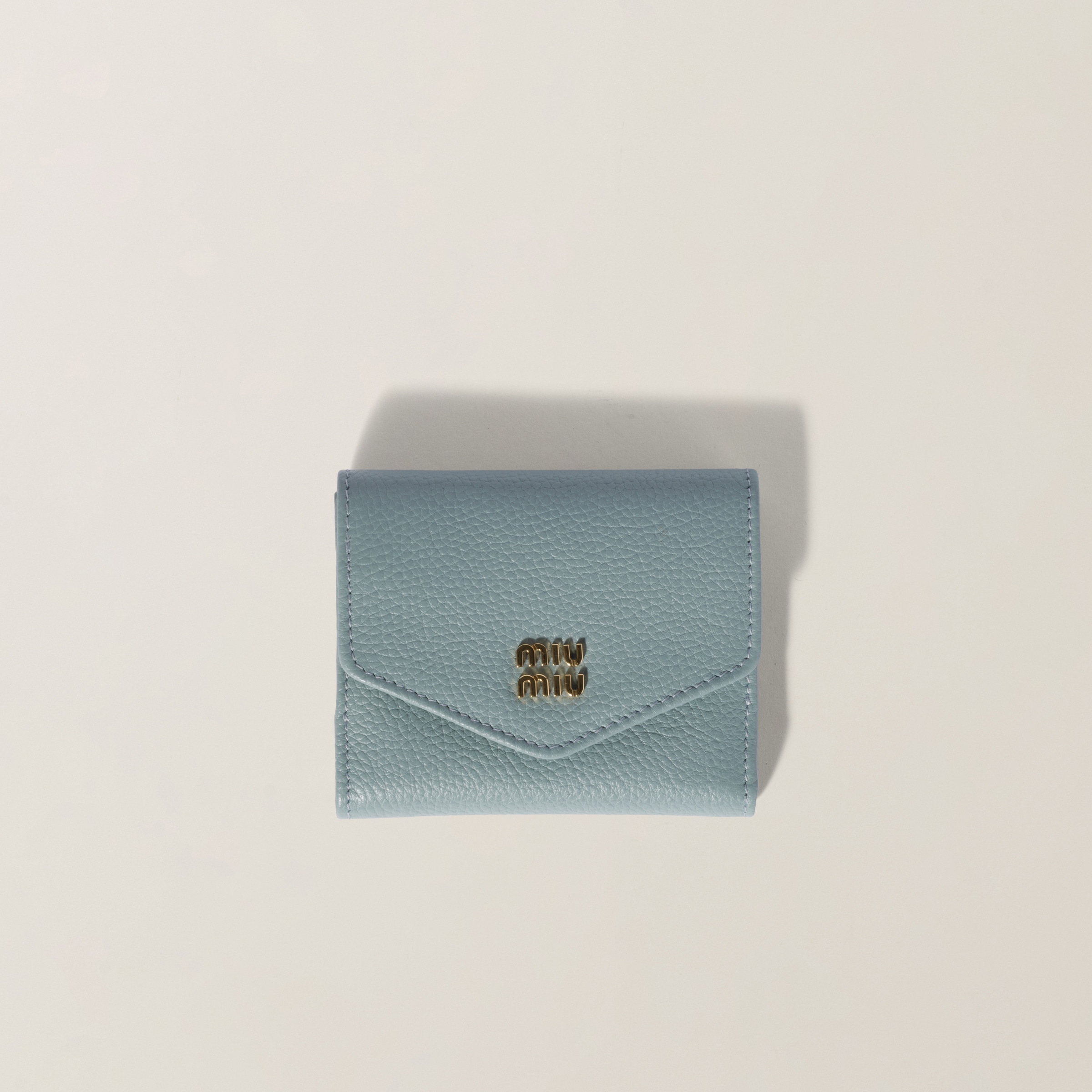 Powder Blue Small Leather Wallet | Miu Miu