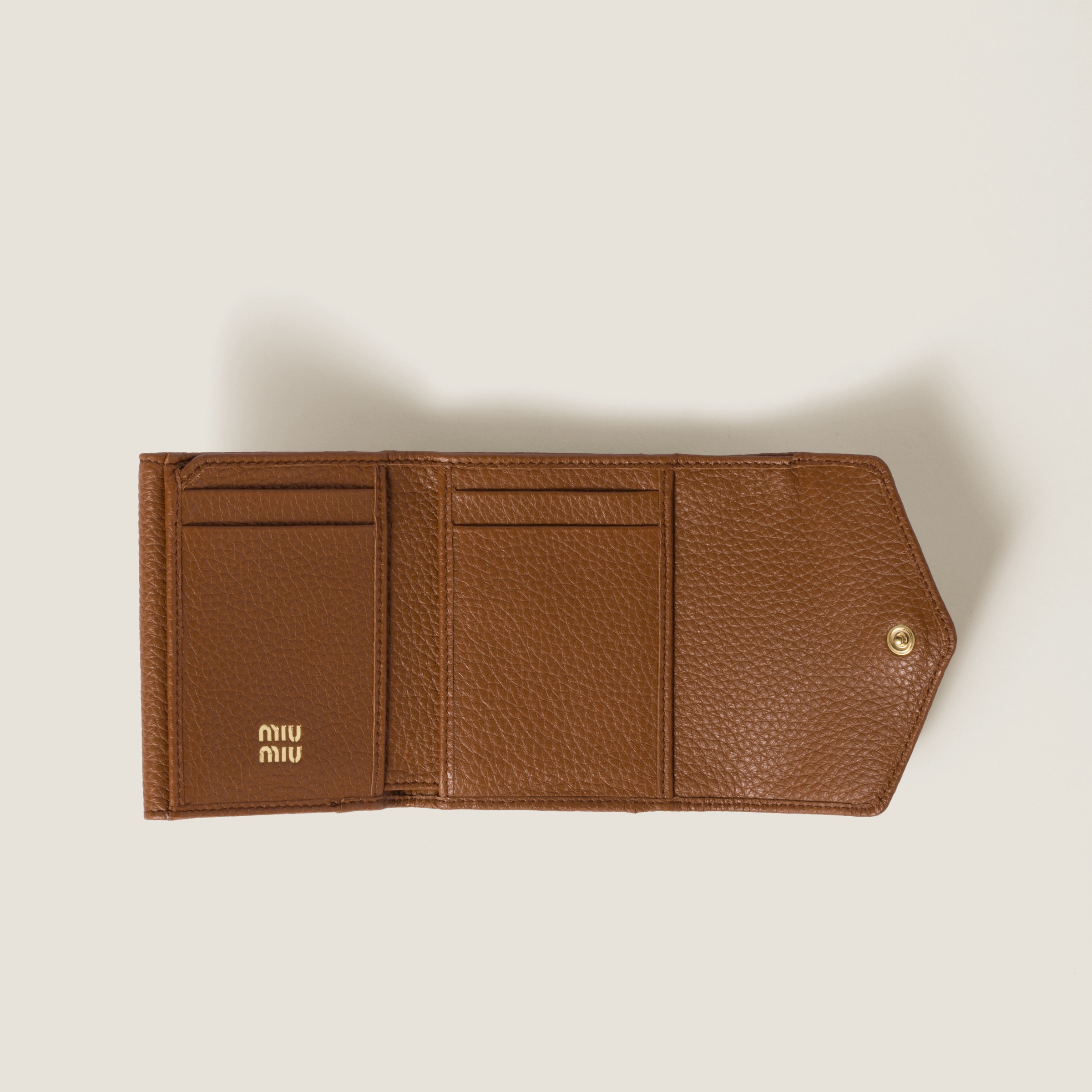Cognac Small Leather Wallet | Miu Miu