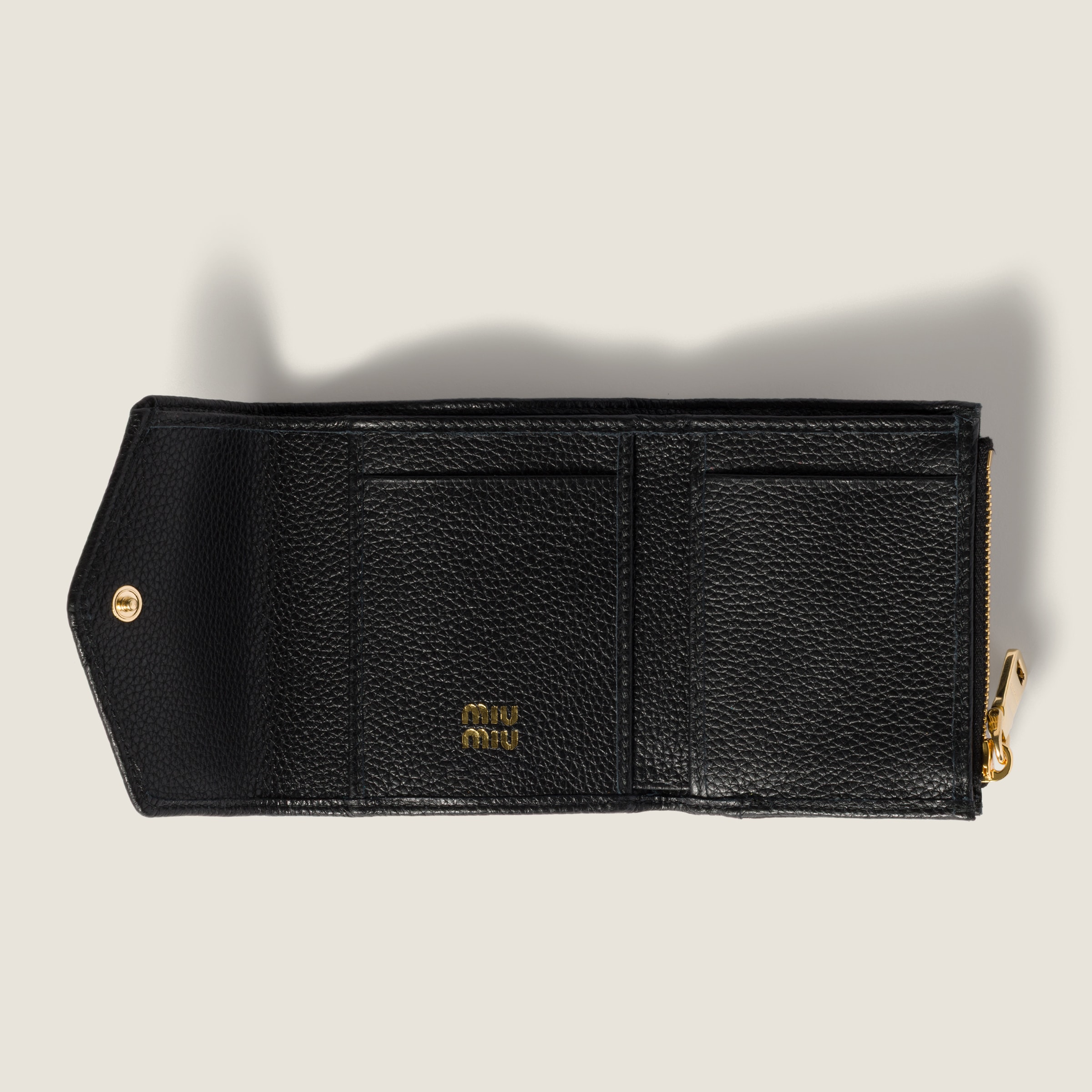 ブラック スモール レザー 財布 | Miu Miu