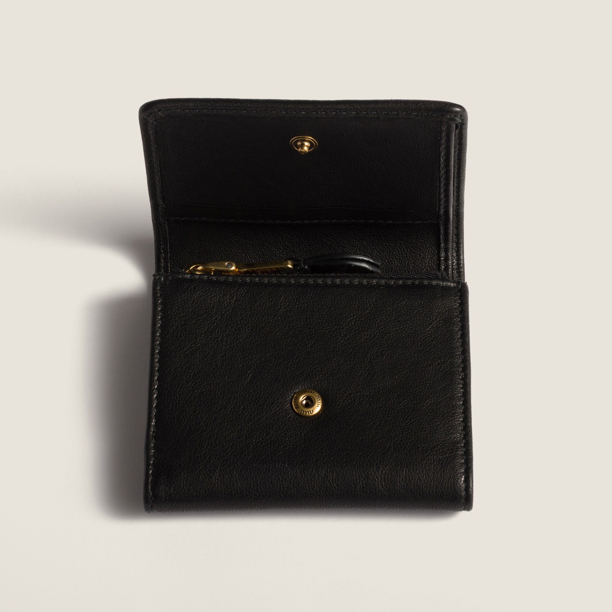 Miu Miu｜COIN WALLETS (5MC93M AEFX F0002) Black Small Nappa Leather Wallet | Miu Miu
