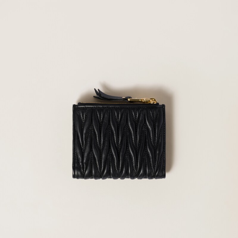 Matelassé nappa leather small wallet
