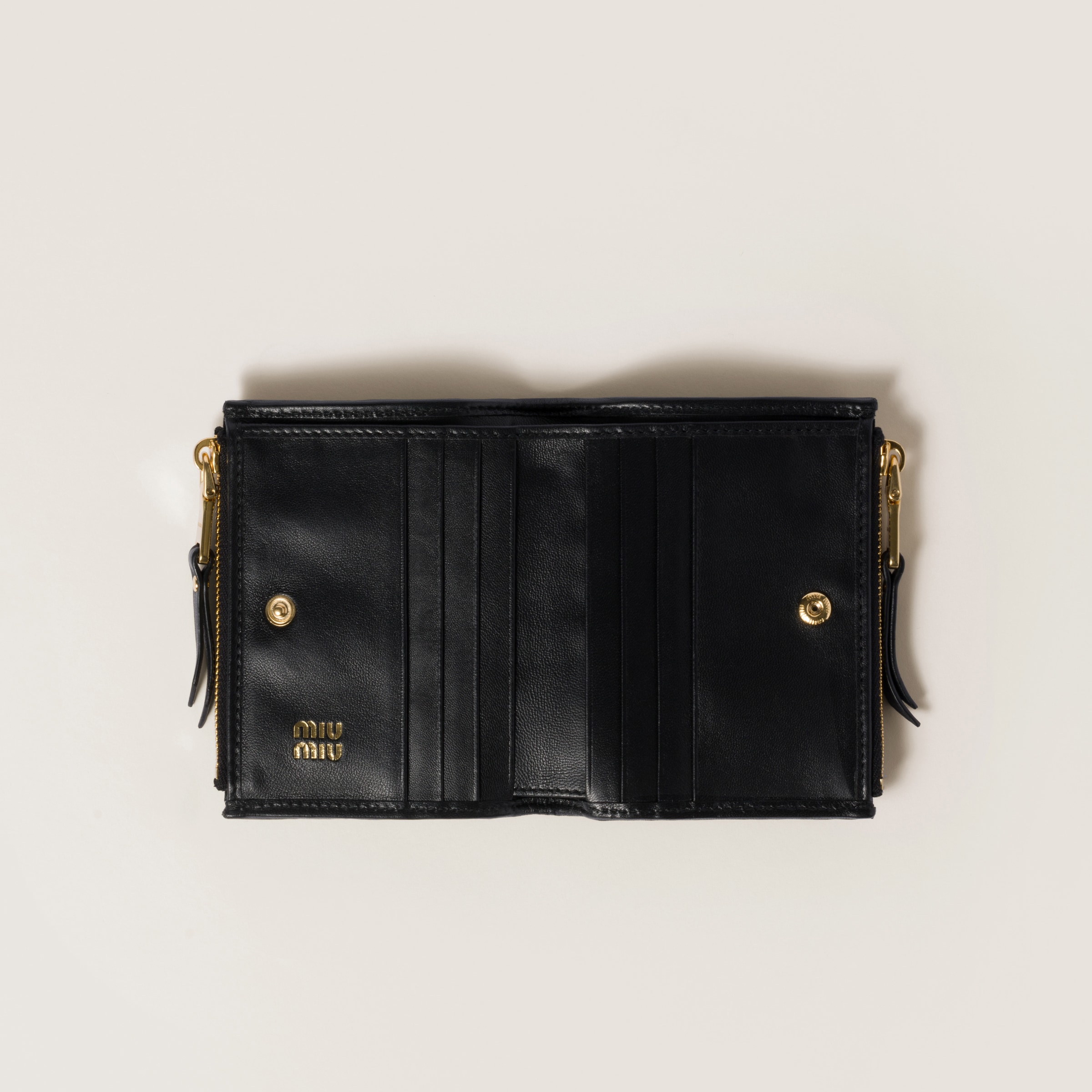 Black Matelassé Nappa Leather Small Wallet | Miu Miu