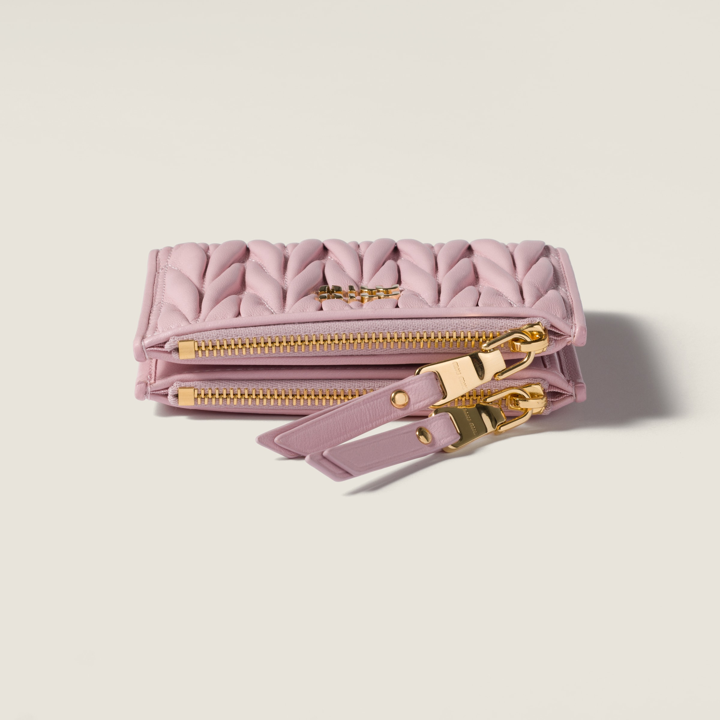Alabaster Pink Matelassé Nappa Leather Small Wallet | Miu Miu