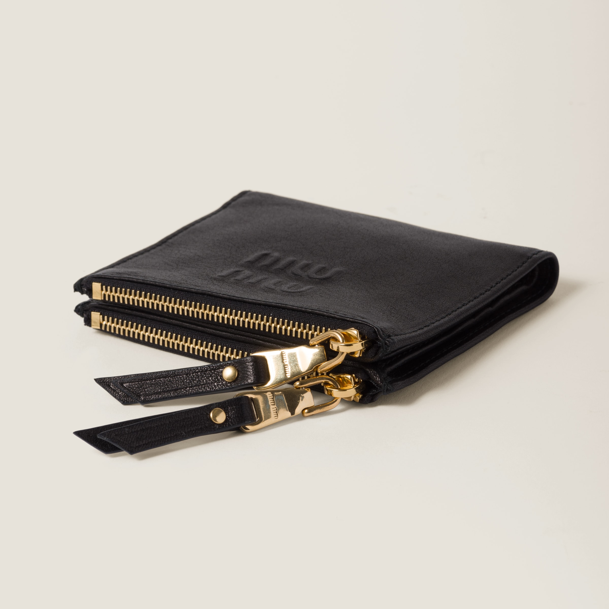 Shop Miumiu Small Nappa Leather Wallet In Black