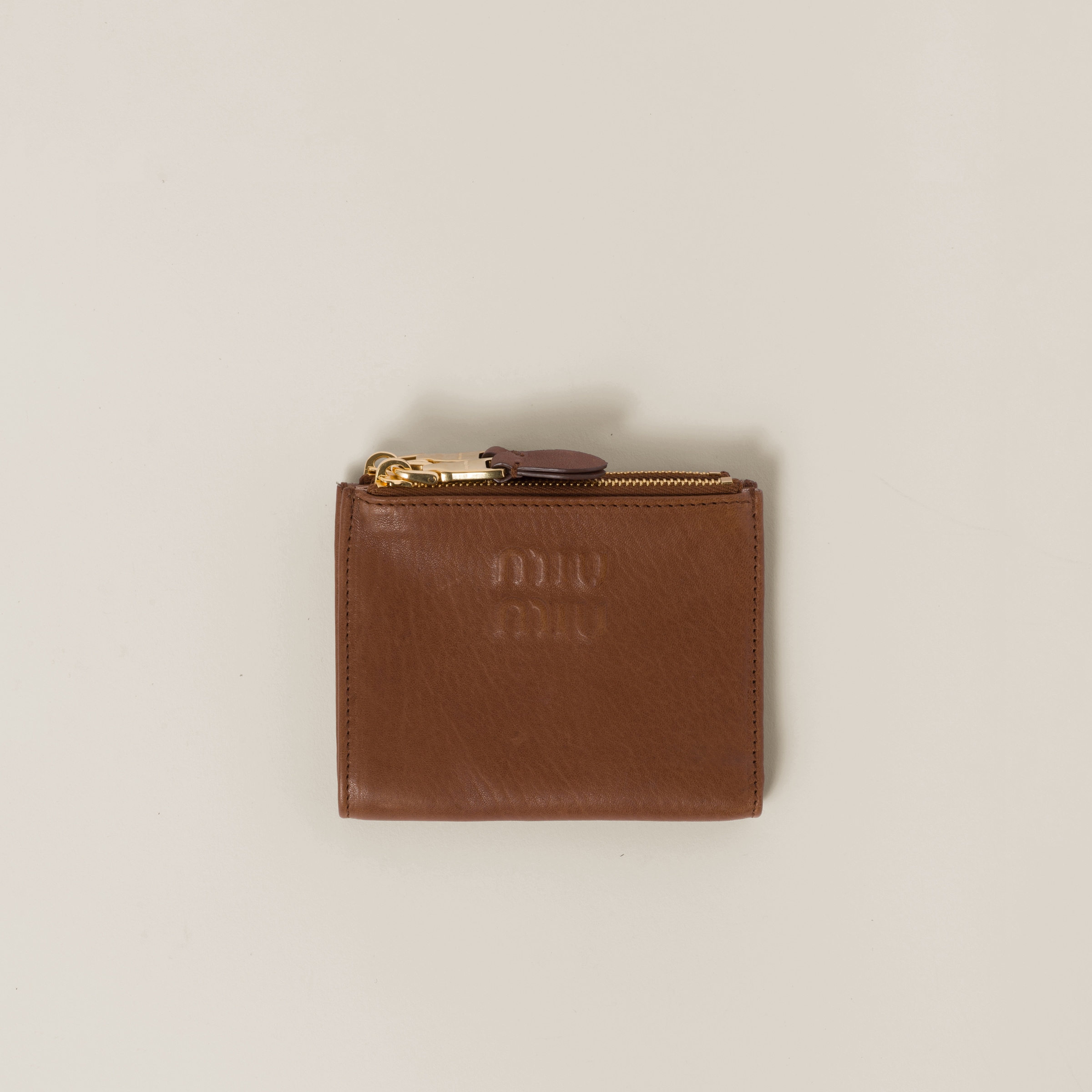 Miumiu Small Nappa Leather Wallet In Brown