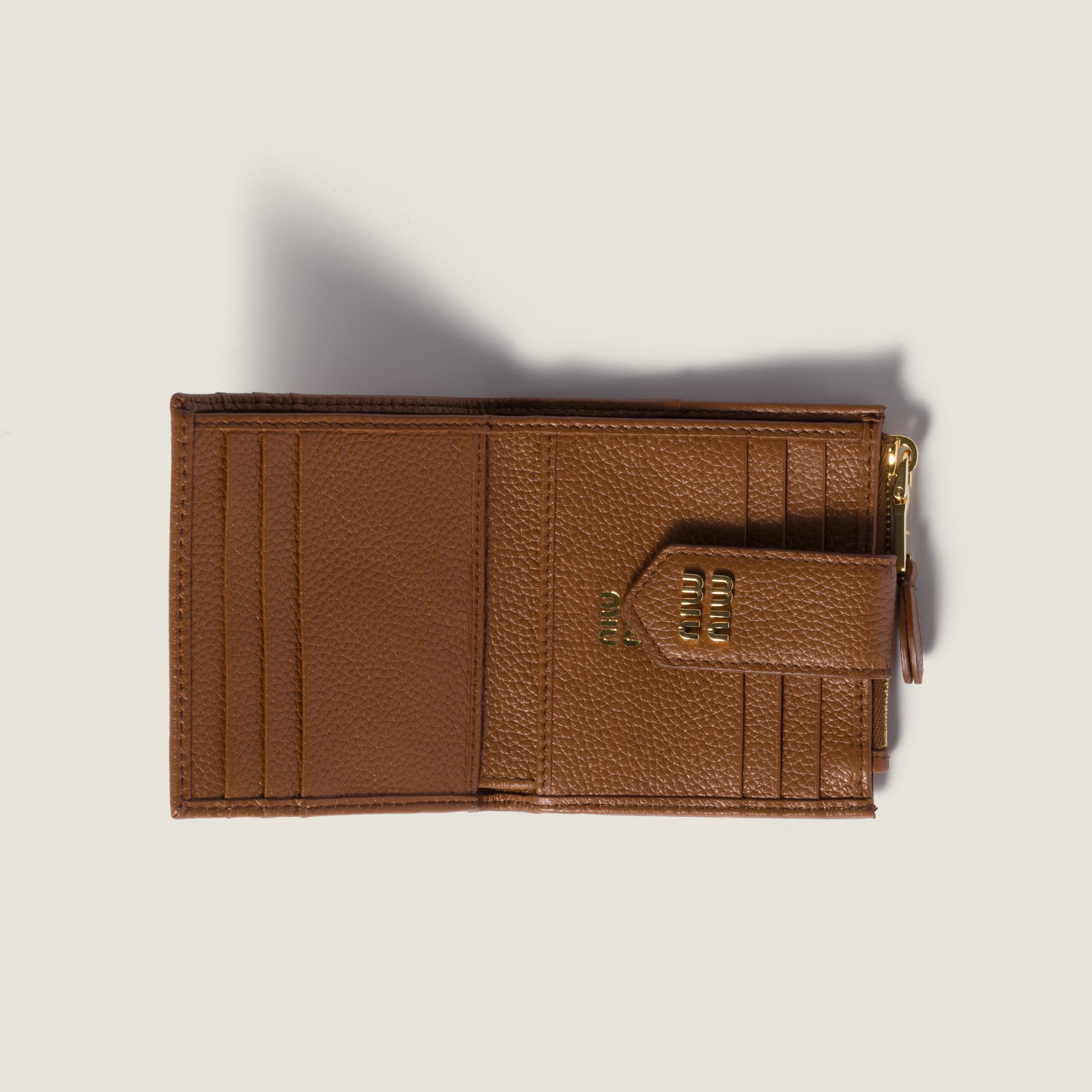Cognac Small Leather Wallet | Miu Miu
