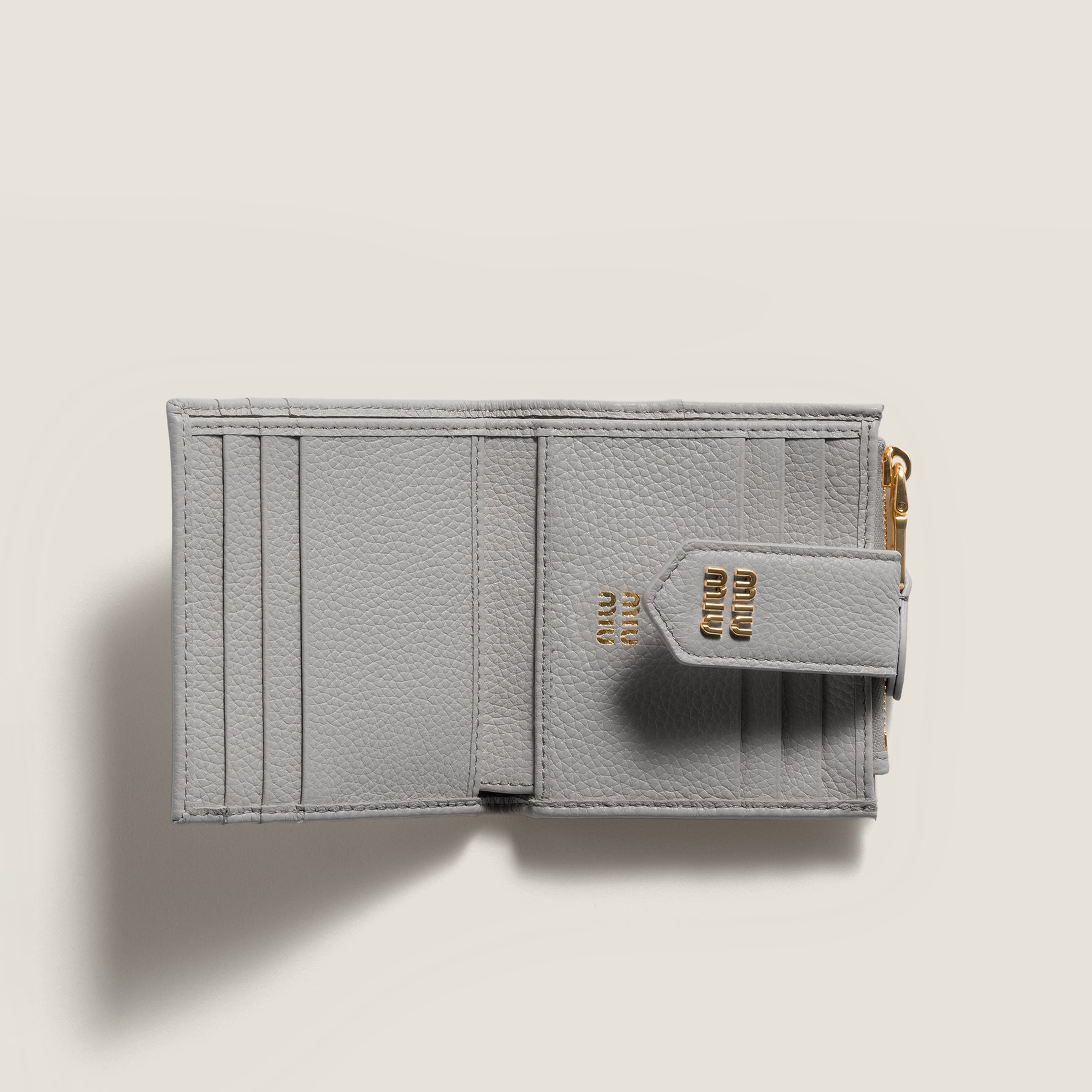 Pearl Gray Small Leather Wallet | Miu Miu