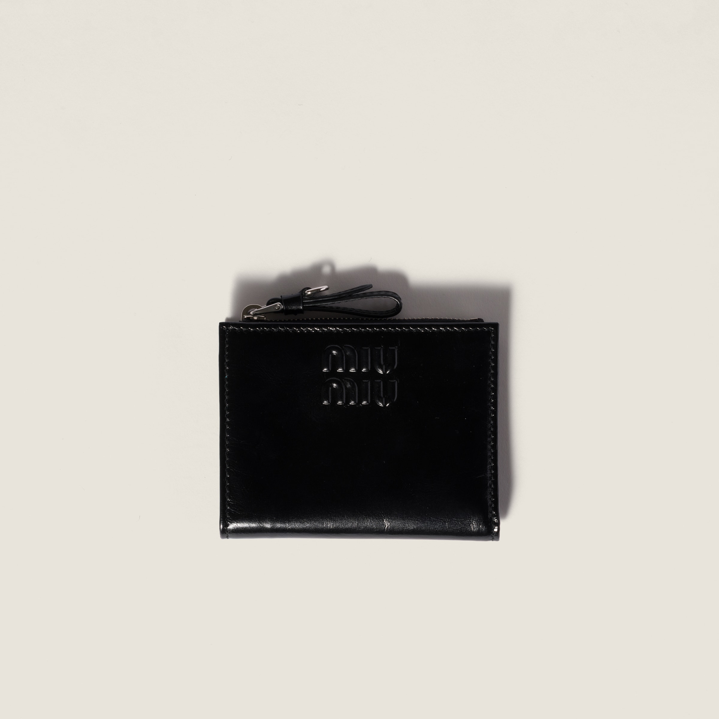 miu miu ウォレット Cognac/astral Blue Leather Wallet With Shoulder Strap | Miu Miu